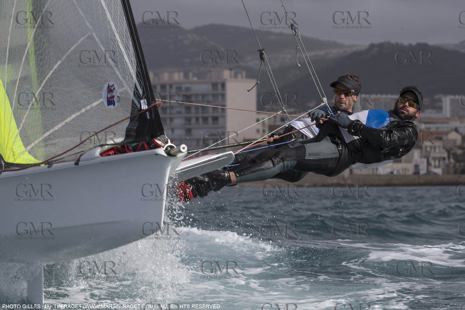 04 03 2016, Marseille (FRA,13), Olympic Sailing, 49er, french representatives Julien D'Ortoli Noë Delpech training