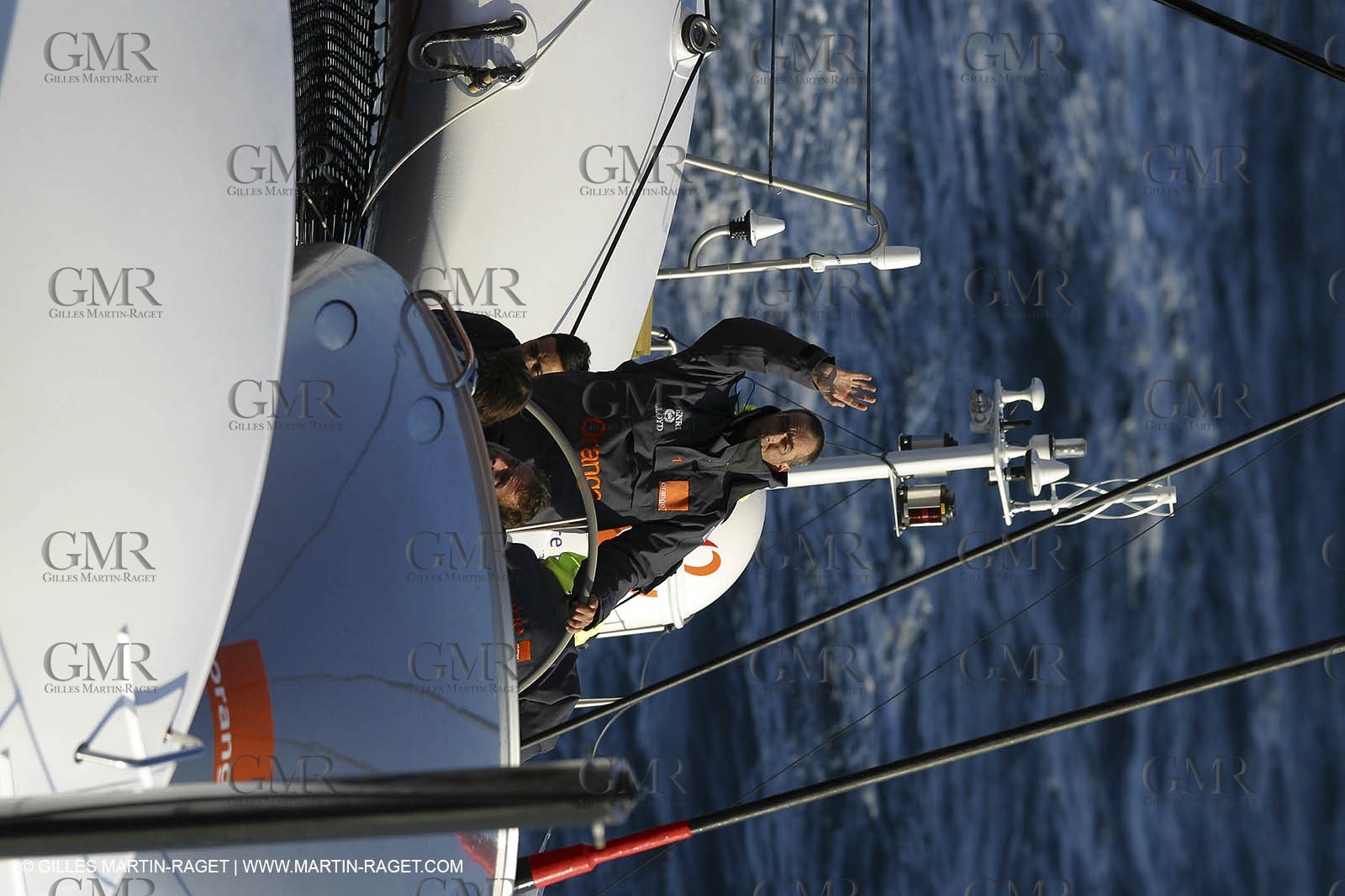 Orange II - 2004 Jules Verne Trophy - Ouessant - first starting line crossing  - Bruno Peyron -