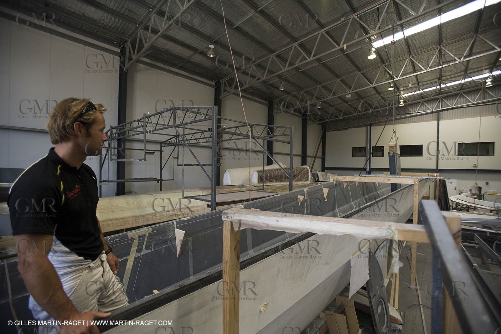 Sydney, Australia, Thomas Coville trimaran Sodebo building at Boat Speed