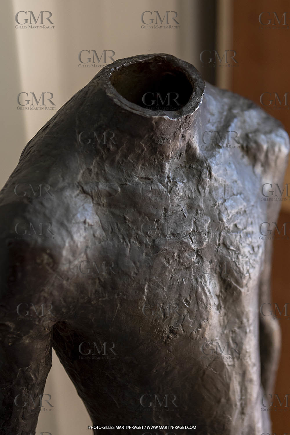 20 07 2020, St Rémy de Provence, Oeuvre de Germaine Richier, Torse I 1934, Bronze patiné foncé, épreuve d'exposition, Fondeur : Susse, Paris, 108 X 47,5 X 33 cm, collection particulière,