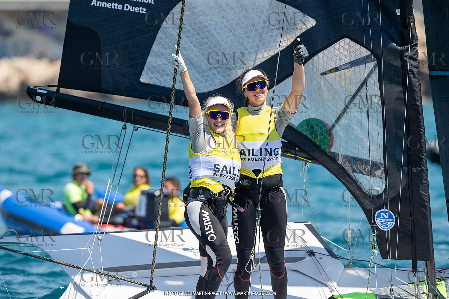 16 07 2023, Marseille, (FRA), Paris 2024 Olympic Games 2024 Sailing Test Event, Day 8, Medal race 49er FX