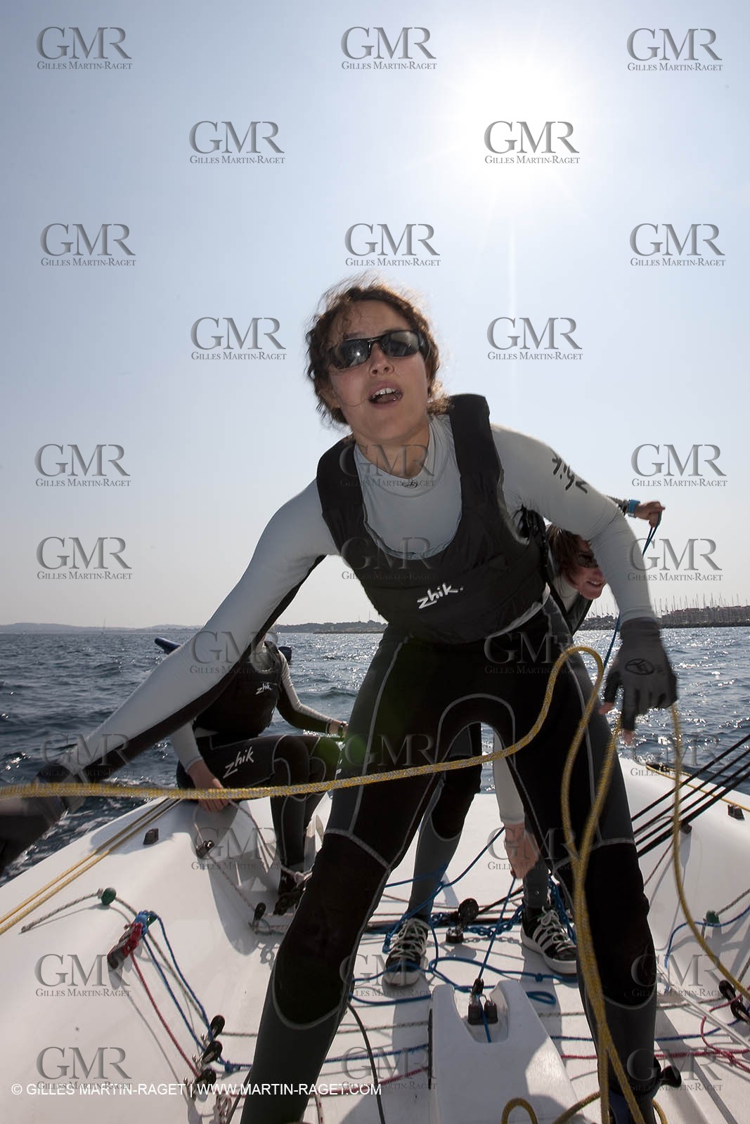 20 04 2010 - Hyères (FRA,83) - SOF 2010 - Zhik Team - women Match Racing - Leroy Pruvot  Bertrand