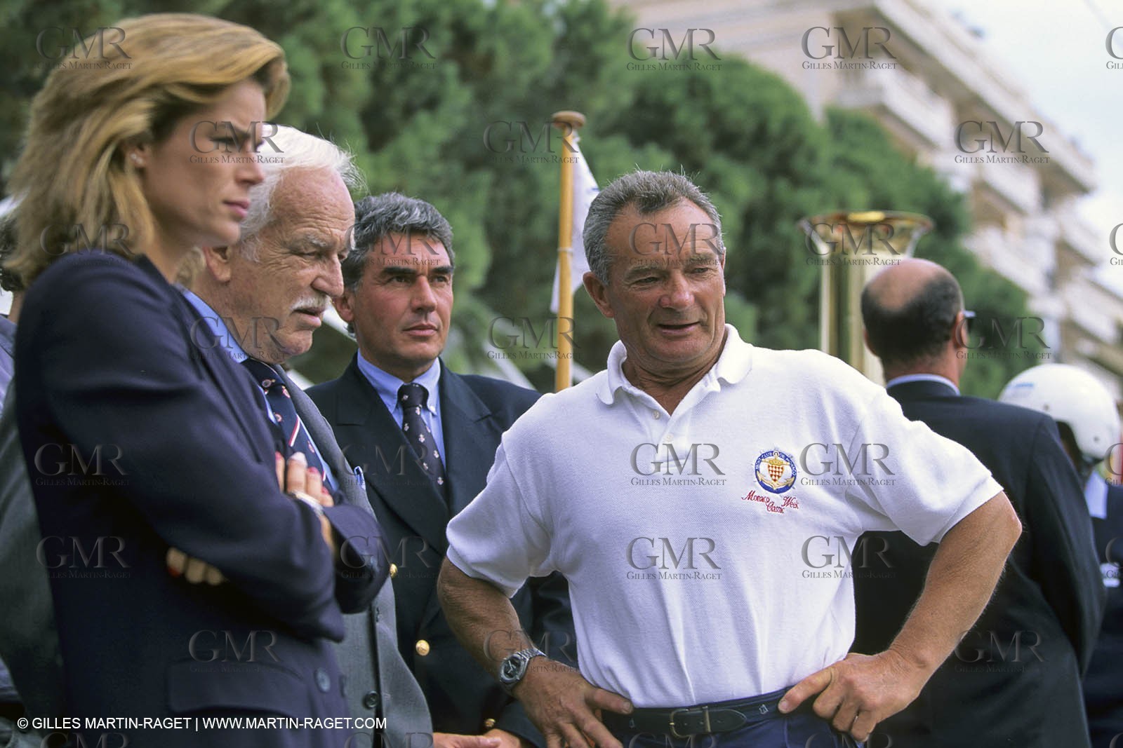 Septembre 1996 - Monaco (MON) - Monaco Classic Week - Eric Tabarly with Prince Rainier and Caroline de Monaco