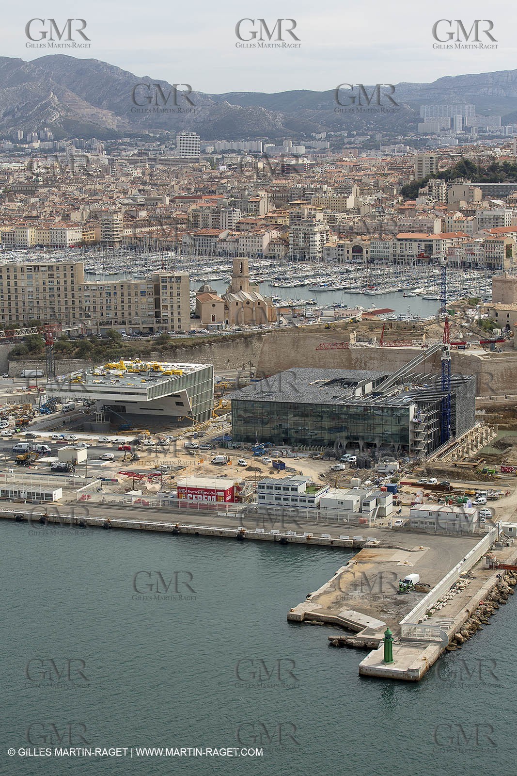 28 09 2012 - Marseille (FRA,13) - Travaux sur le Vieux Port, Construction du MUCEM, Renovation du Fort Saint Jean, construction du Centre Régional de la Meriterranée, CEREM,