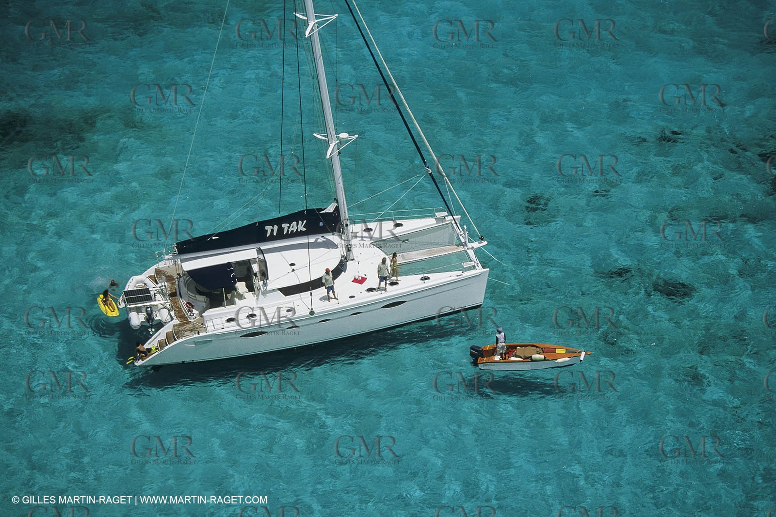 Sailing, cruising, multihull at the mooring