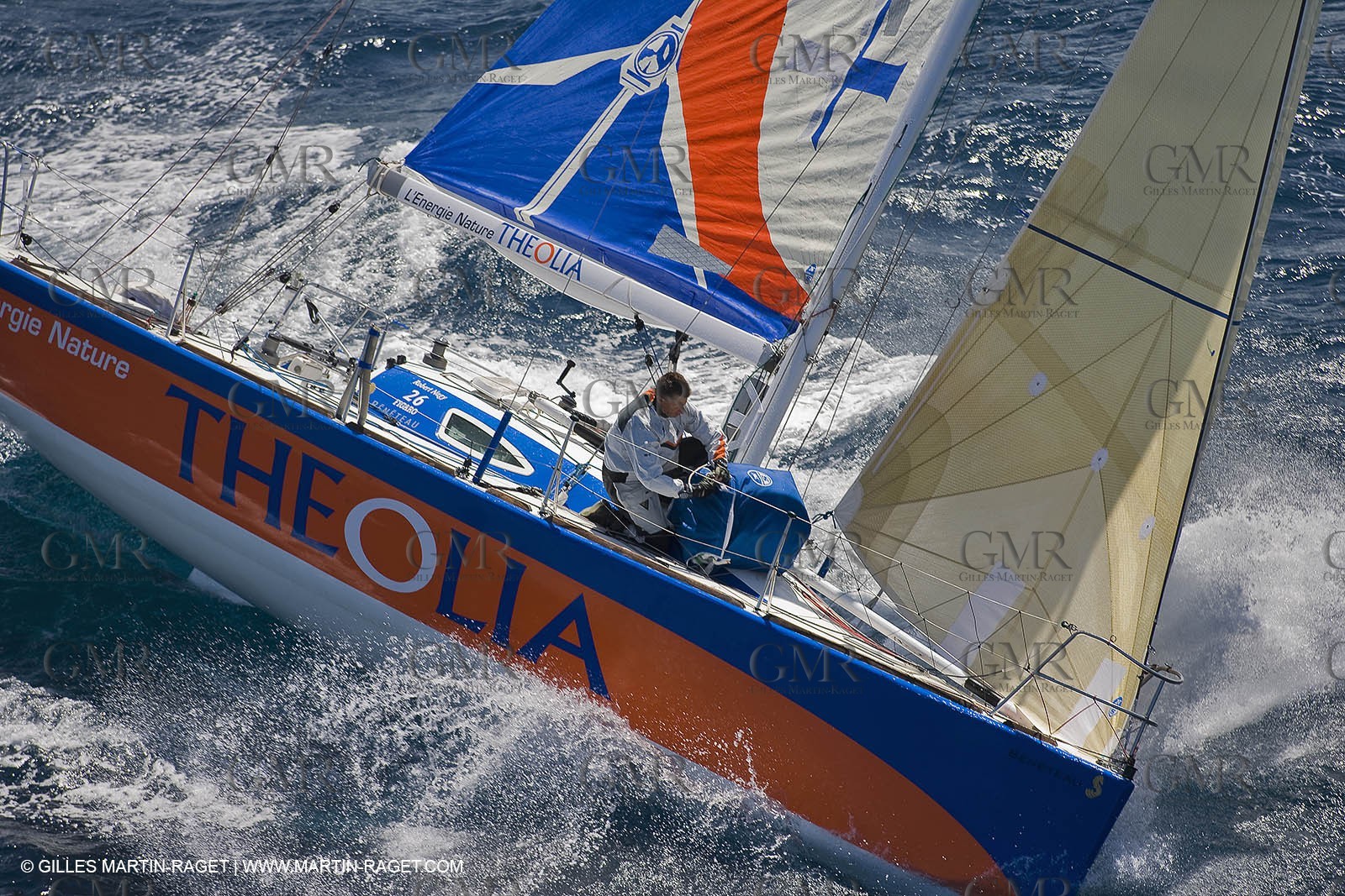 06-26-2007 - FIGARO II - THEOLIA - Skipper : Robert Nagy - Training off Marseille (south France) with strong wind conditions
