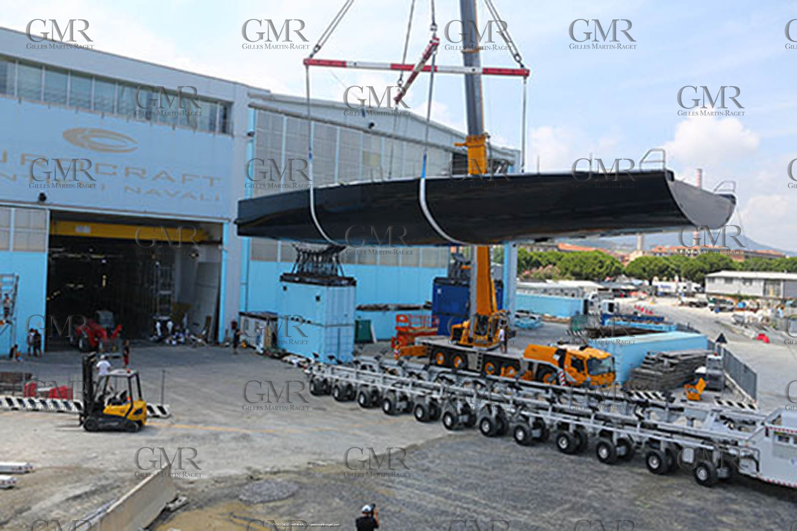 22 07 2017, Savona (ITA), Wally Cento Tango going out of the shed, Photo Gilles Martin-Raget