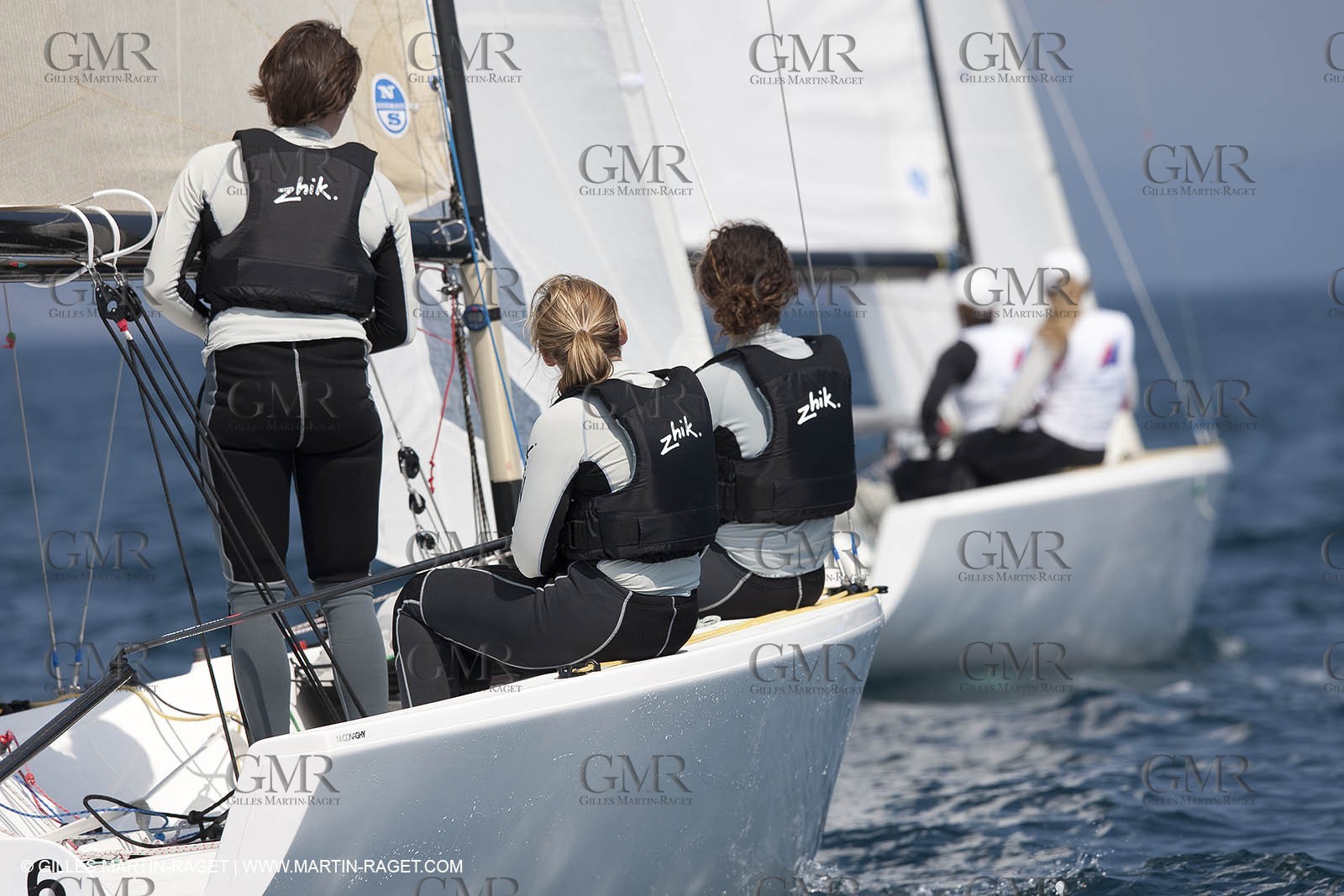 20 04 2010 - Hyères (FRA,83) - SOF 2010 - Zhik Team - women Match Racing - Leroy Pruvot  Bertrand