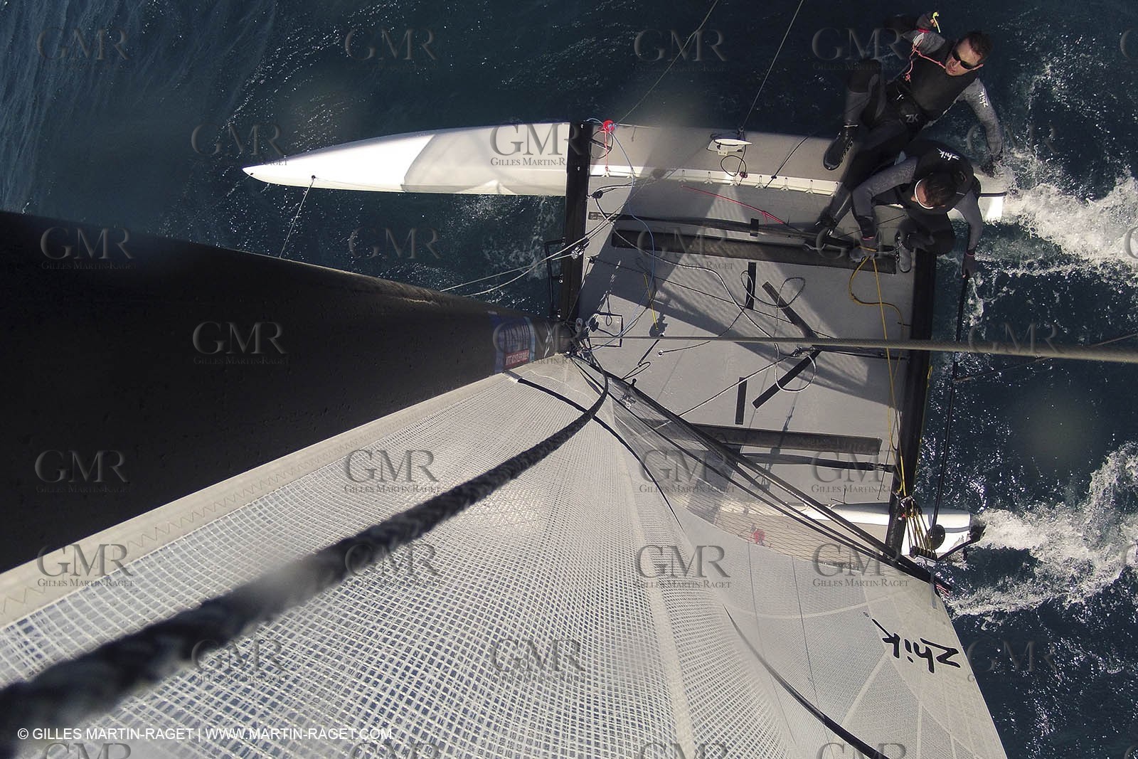 26 03 2013 - Marseille (FRA,13) - Ingrid Petitjean et Olivier backes training on their Nacra 17 in breezy conditions