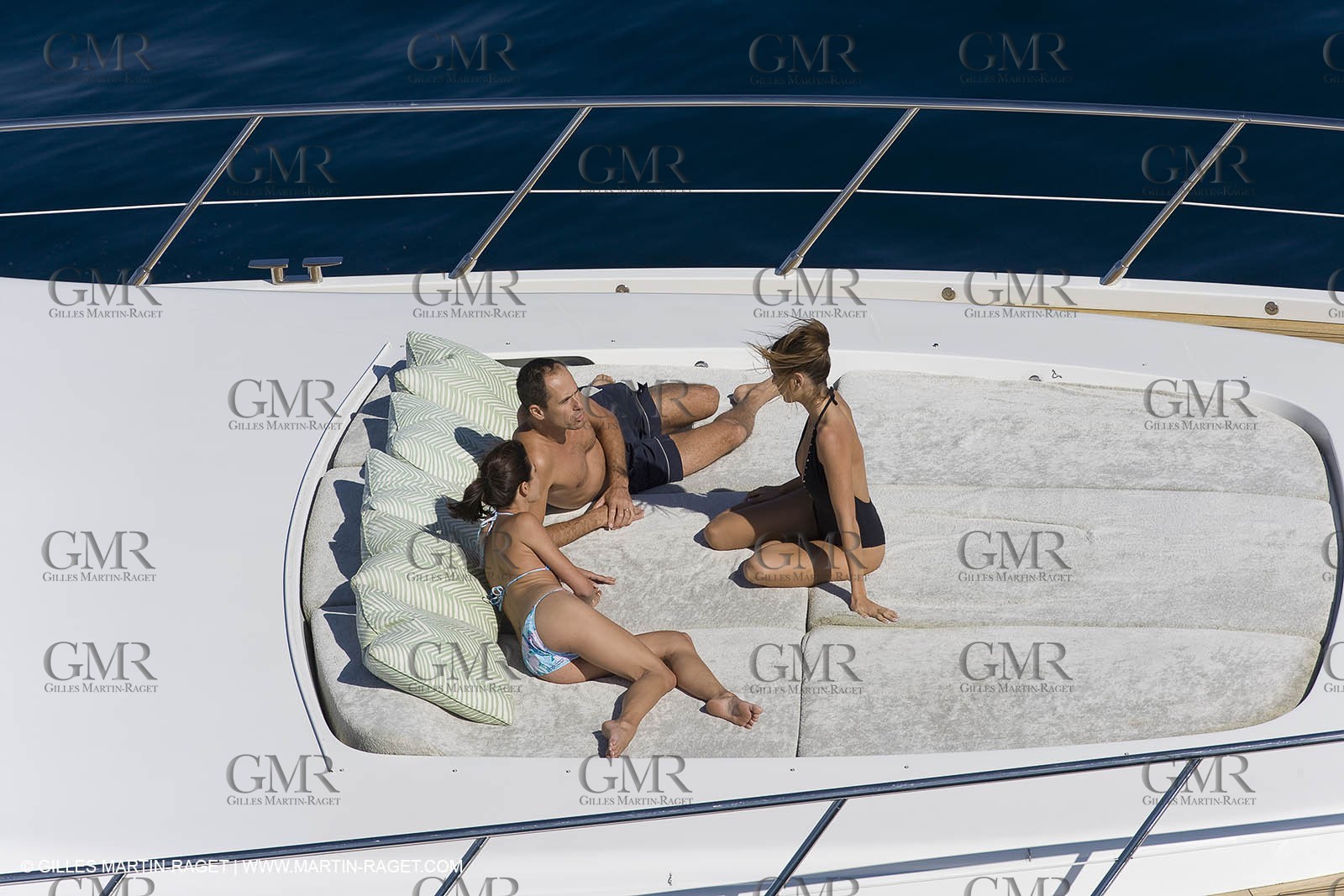 06 09 2007 - Saint Tropez (FRA, 83) - Superyachts - Motoryachts - Mangusta 92 Triple Fun in Saint Tropez - Mooring at Club 55 at Pampelonne Beach