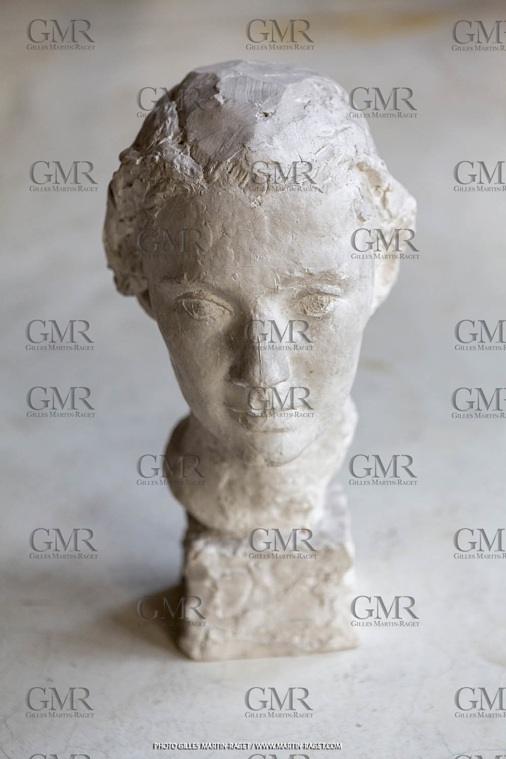 20 07 2020, St Rémy de Provence (FRA,13), Oeuvre de Germaine Richier, Buste n° 15 1933 ou 1934, plâtre de tirage, collection particulière