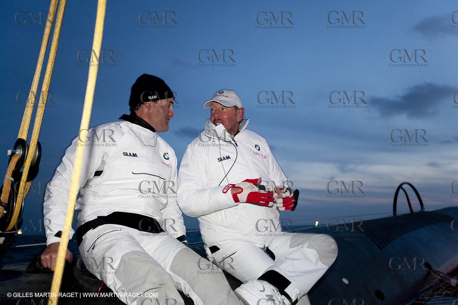 14 02 2010 - Valencia (ESP) - 33rd America's Cup - BMW ORACLE Racing - Race 2 - Russel Coutts - Larry Ellison