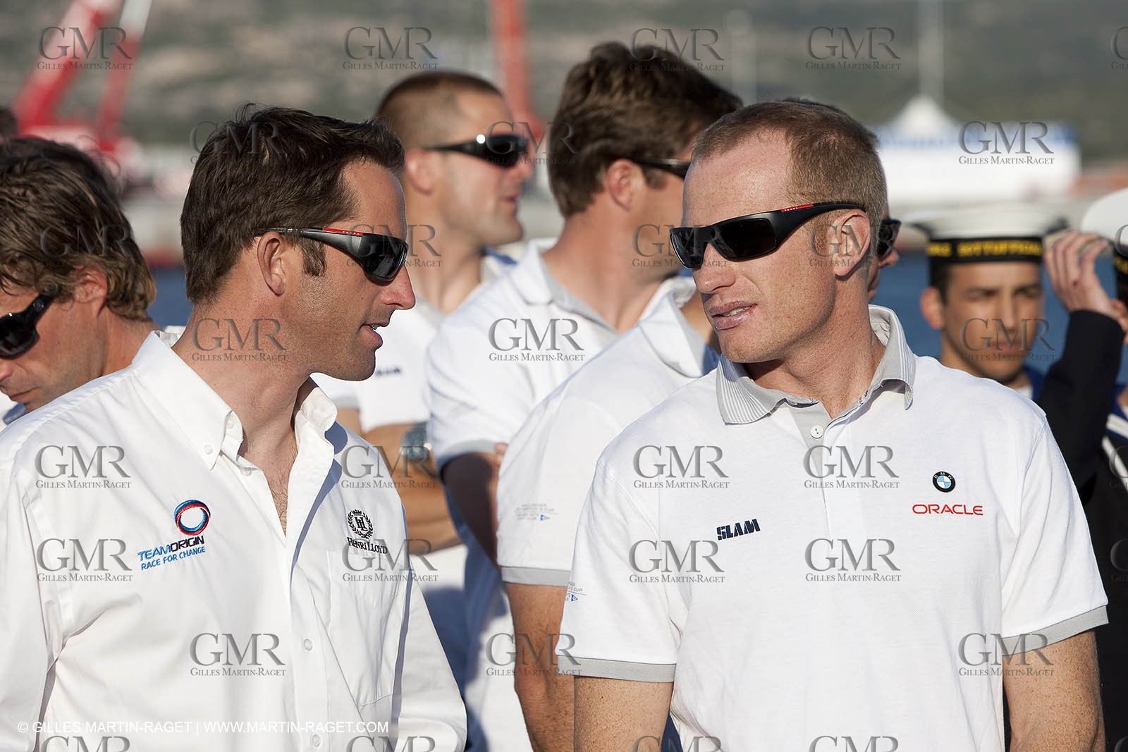 19 05 2010 - La Maddalena (ITA, Sardinia) Louis Vuitton Trophy - BMW ORACLE Racing -  - Opening Ceremony - Ben Ainslie - James Spithill