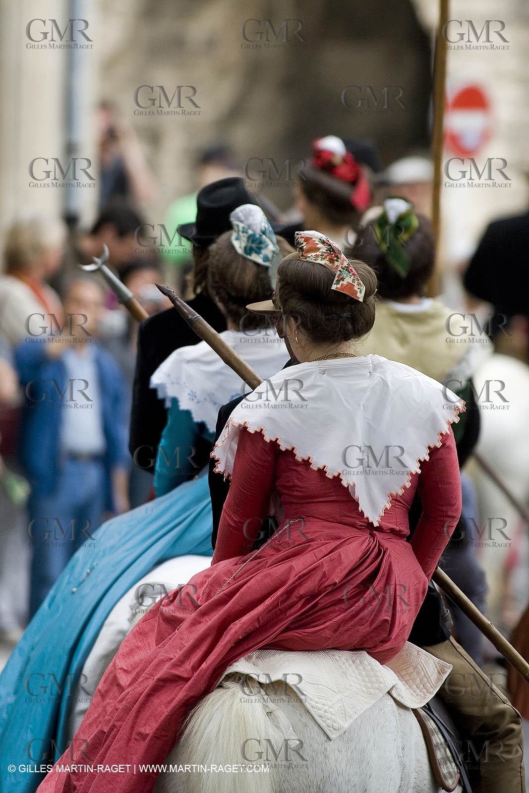 Arlésiennes in costume - Gardians (cow-boys) celebration - Arles