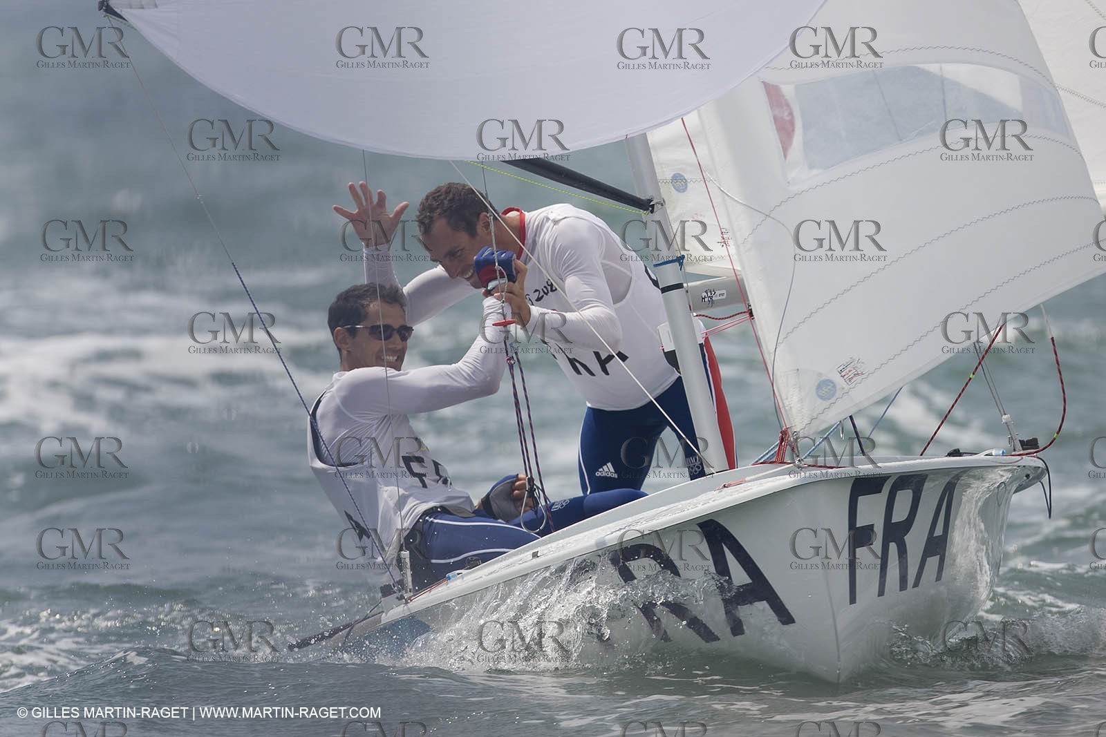 18 08 2008 - Qingdao (CHN) - 2008 Olympic games - Day 10 - Medal race 470 men, Charbnonnier Bausset bronze medal
