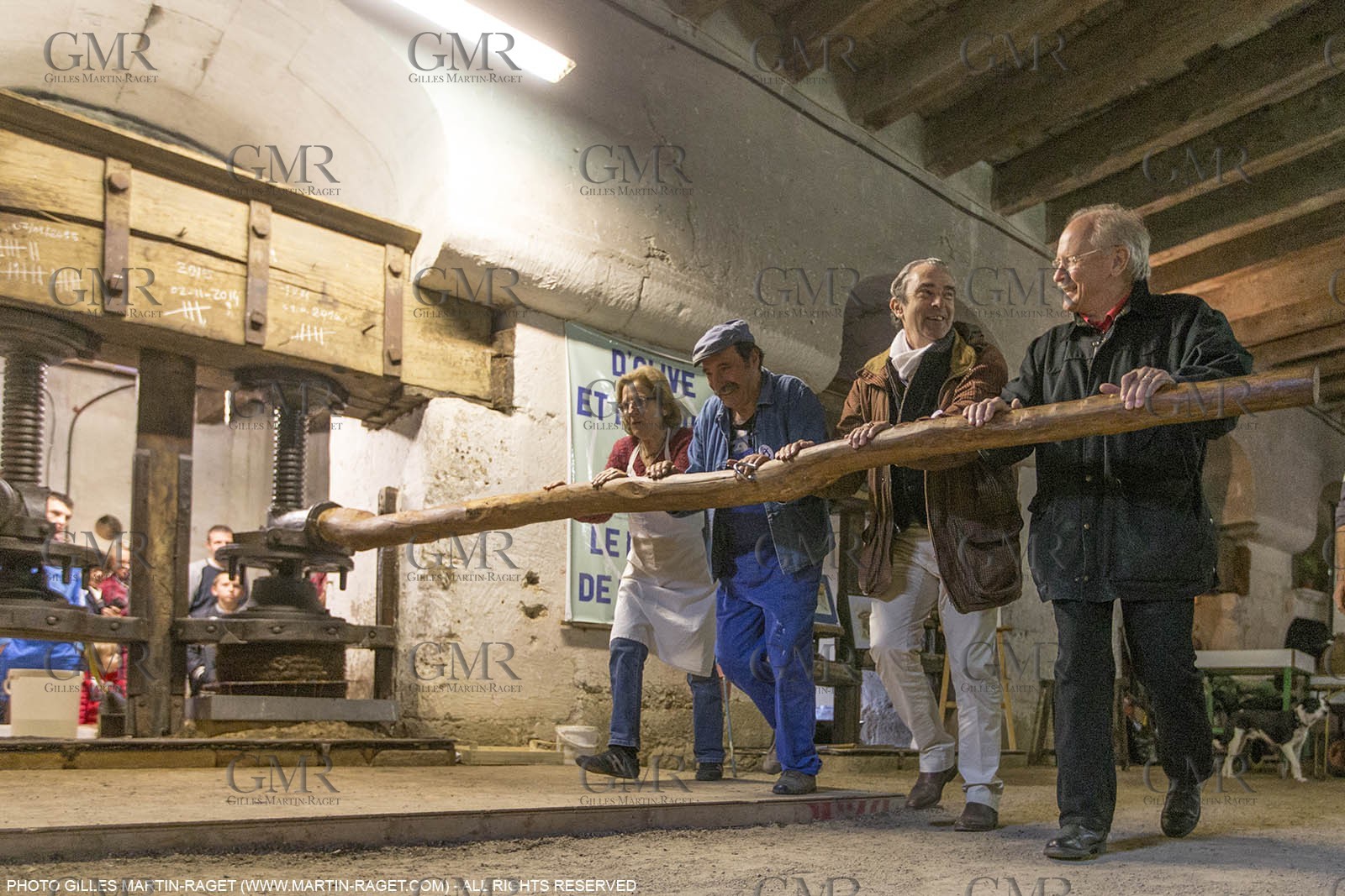 14 11 2015, Saint-Etienne du Grès (FRA,13), traditional making of olive oil at La Croix mill