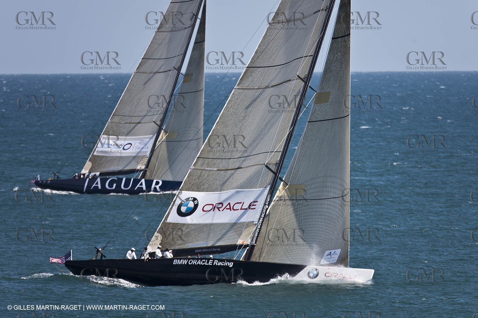 05 08 2010 - Cowes (UK, IOW) - The 1851 Cup -  BMW ORACLE Racing -  - Round The Island Race - Passing Ste Catherine Lighthouse.