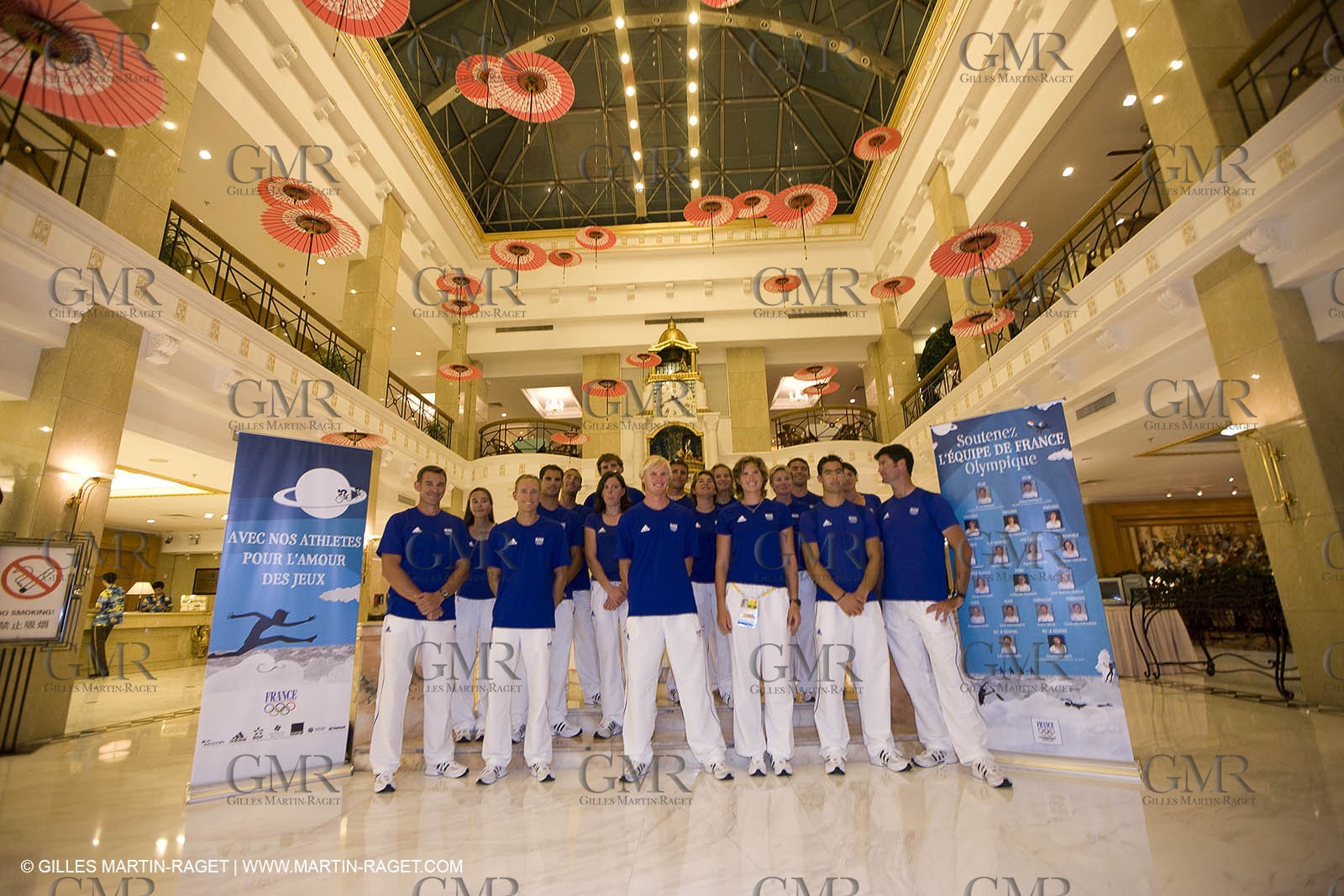 07 08 2008 - Qingdao (CHN) - Jeux Olympiques - Voile - Inauguration du club France à l'Hôte Grand Regency et conférence de presse en duplex avec le centre de presse de Pékin
