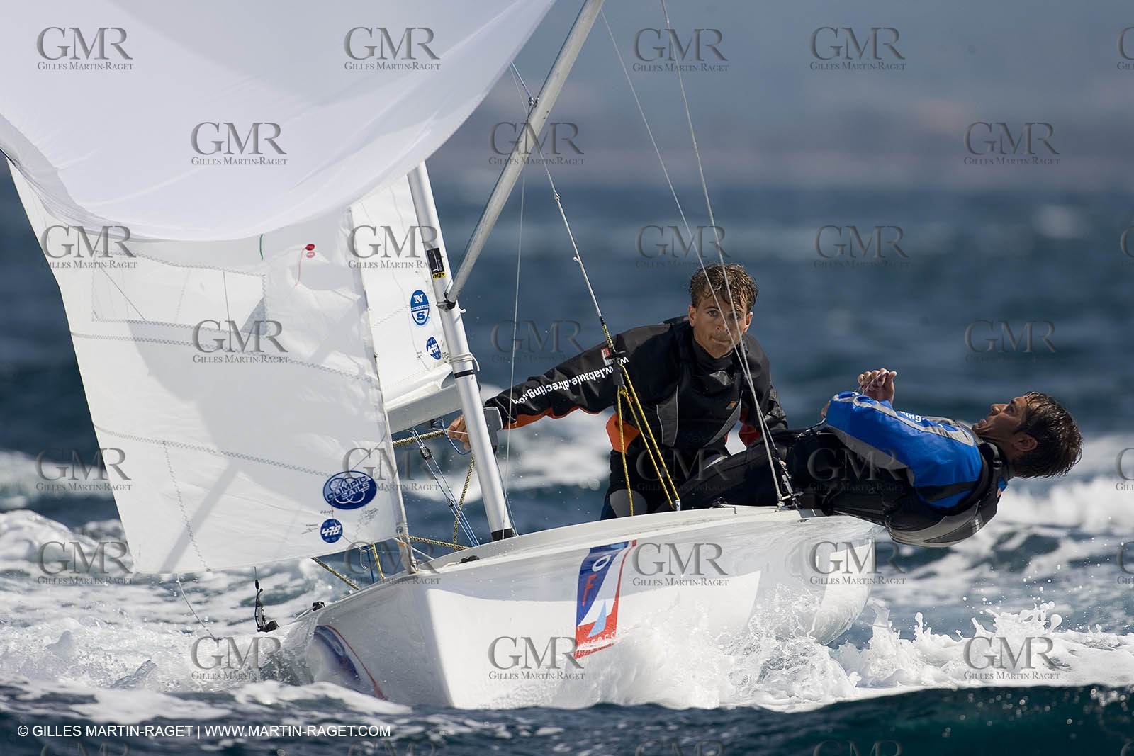 27 04 2007 - 2007 Semaine Olympique Française - Hyères (South of France) - Day 6 - Medal Race - Team France - 470 Homme - Leboucher-Garos