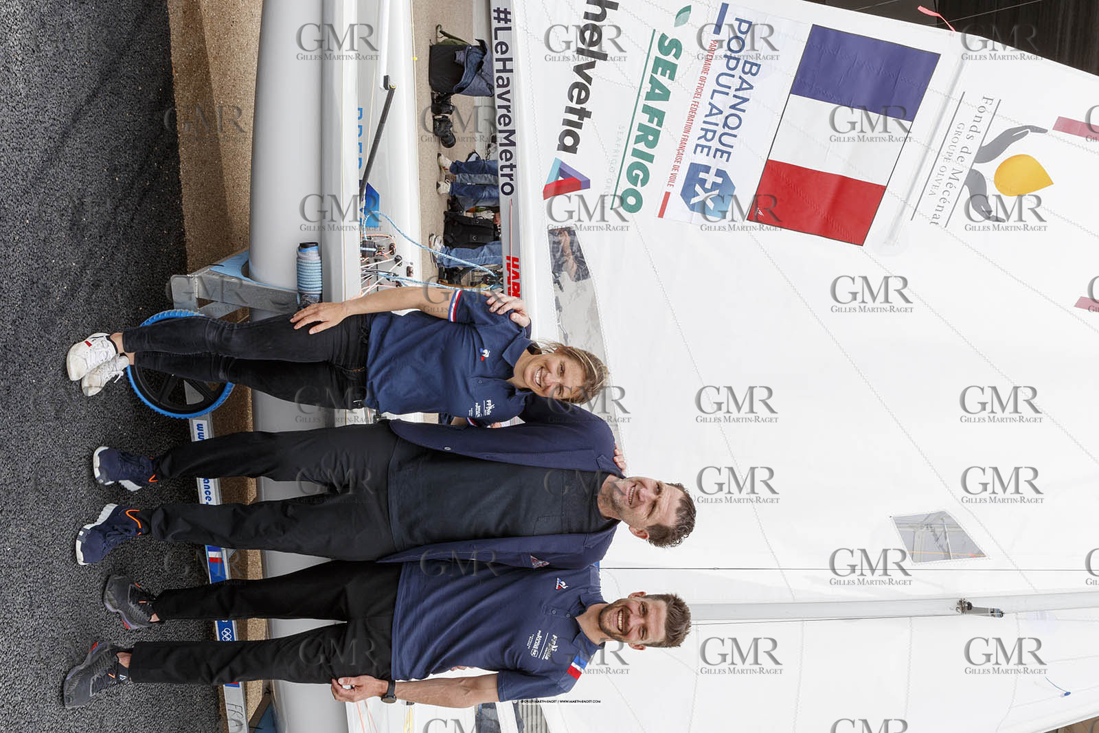 15 04 2024, Marseille (FRA), présentation des sélectionnés olympiques français en voile pour les Jeux Olympiques de Paris 2024. Camille Lecointre-Jeremie Mion
