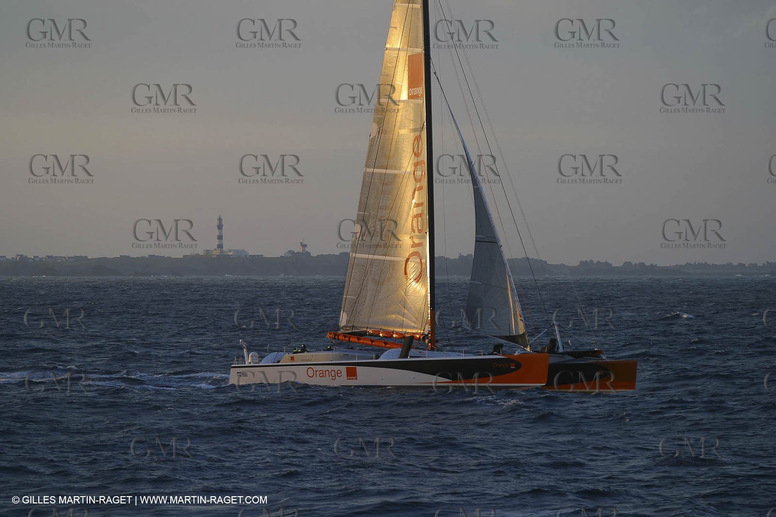 Orange II - 2004 Jules Verne Trophy - Ouessant - first starting line crossing