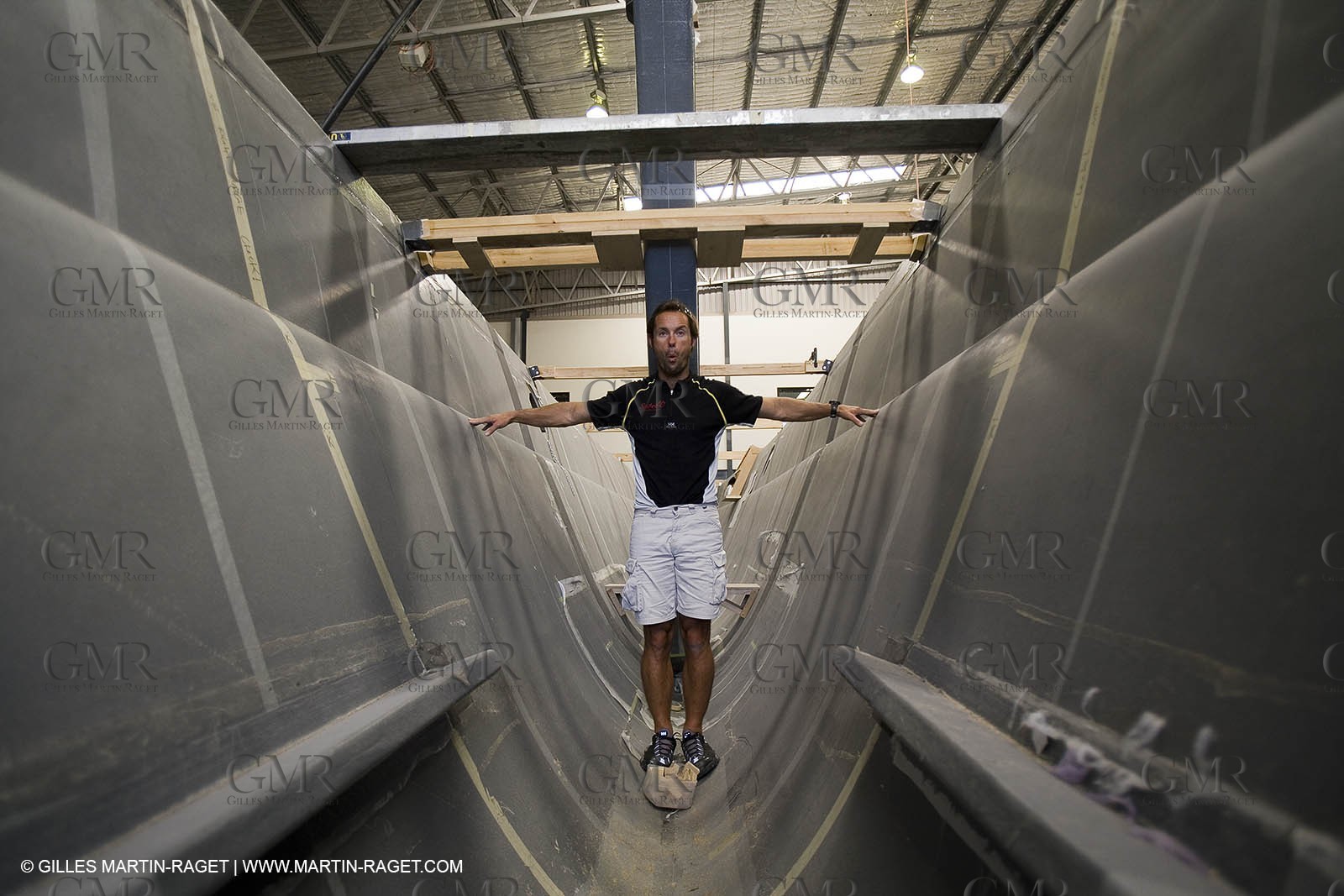 Sydney, Australia, Thomas Coville trimaran Sodebo building at Boat Speed