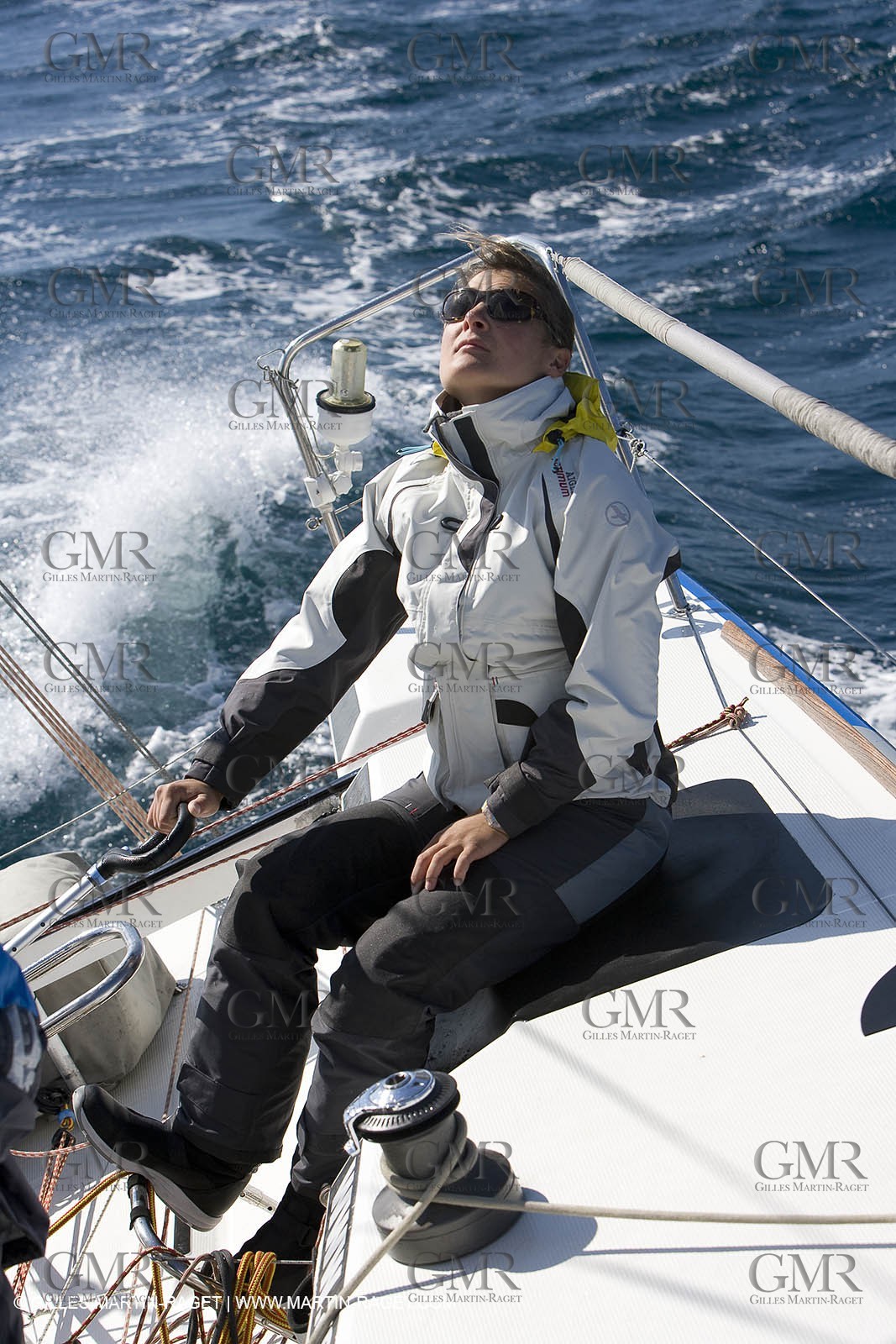 28 09 2007 - Marseille (FRA, 13) - Aigle Marine weather clothing showed in action by salors Marc Emig et Luce Molinier