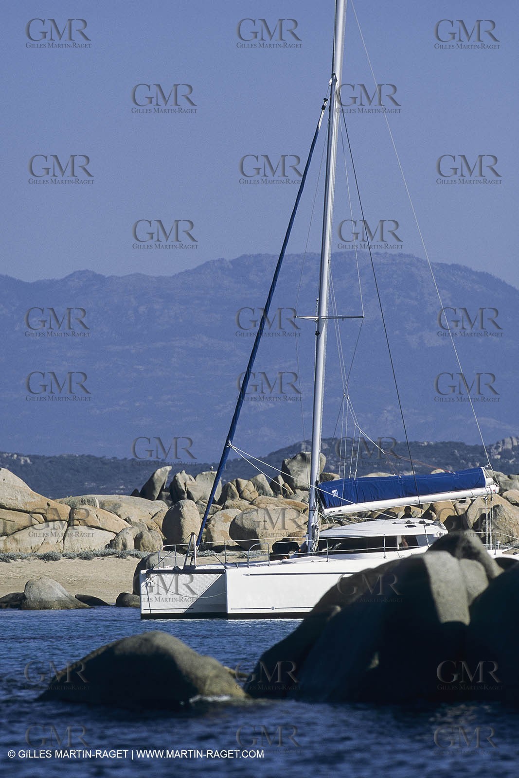 Sailing, cruising, multihull at the mooring