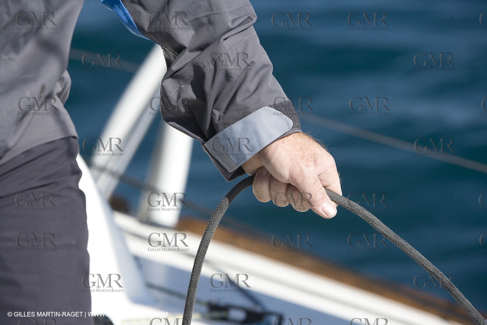 28 09 2007 - Marseille (FRA, 13) - Gamme vêtements de mer Aigle portée en.action par les navigateurs Marc Emig et Luce Molinier