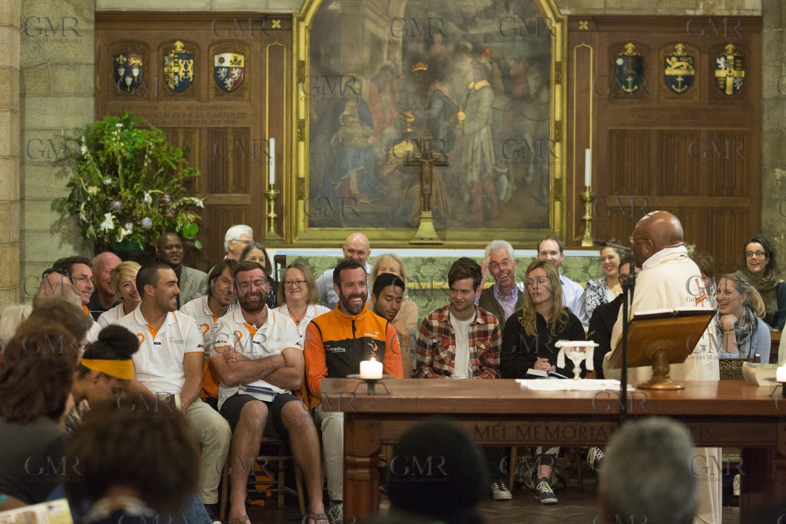 13 11 2014, Capetown (ZAF), Volvo Ocean Race 2014-15, Team Alvimedica attends the service of Archbishop Emeritus, Nobel Peace Prize winner Desmond Tutu at Saint George's Cathedral in Cape Town.