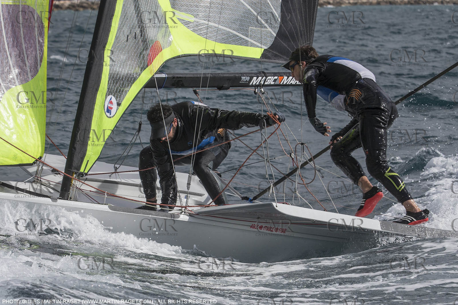 04 03 2016, Marseille (FRA,13), Olympic Sailing, 49er, french representatives Julien D'Ortoli Noë Delpech training