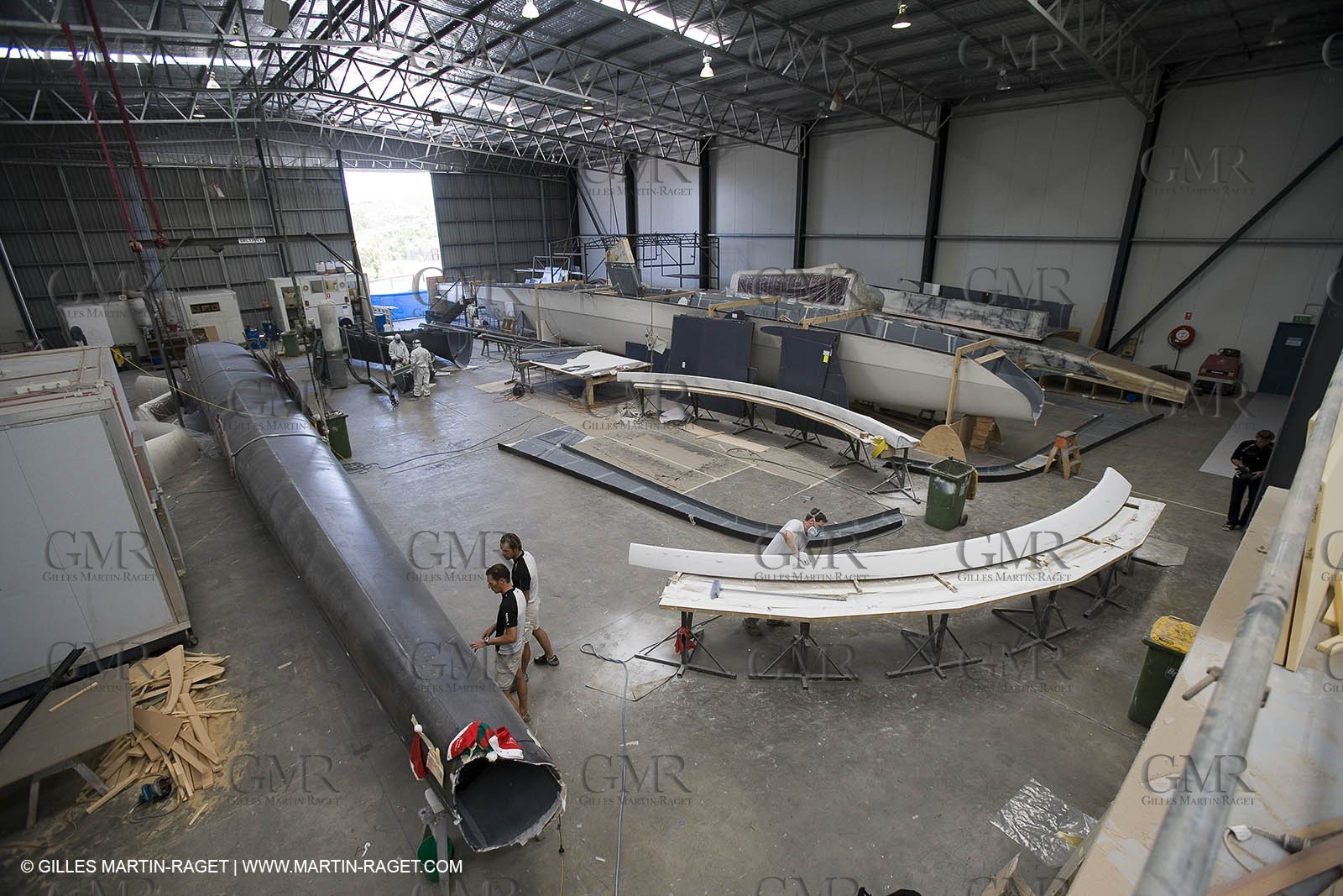Sydney, Australia, Thomas Coville trimaran Sodebo building at Boat Speed