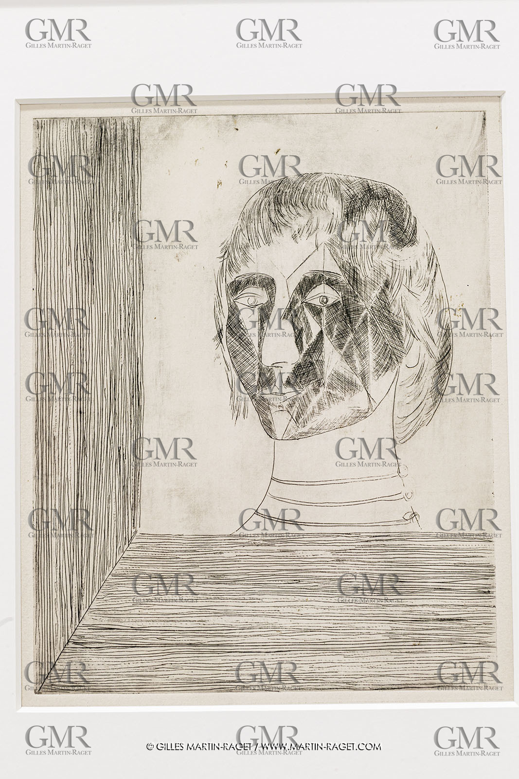 02 05 2023, Paris (FRA), oeuvre de Germaine Richier, Exposition Centre Pompidou 2023, Autoportrait trianglué s. d., Eau-forte sur papier, 29,5 x 22,5 cm, Collection particulière