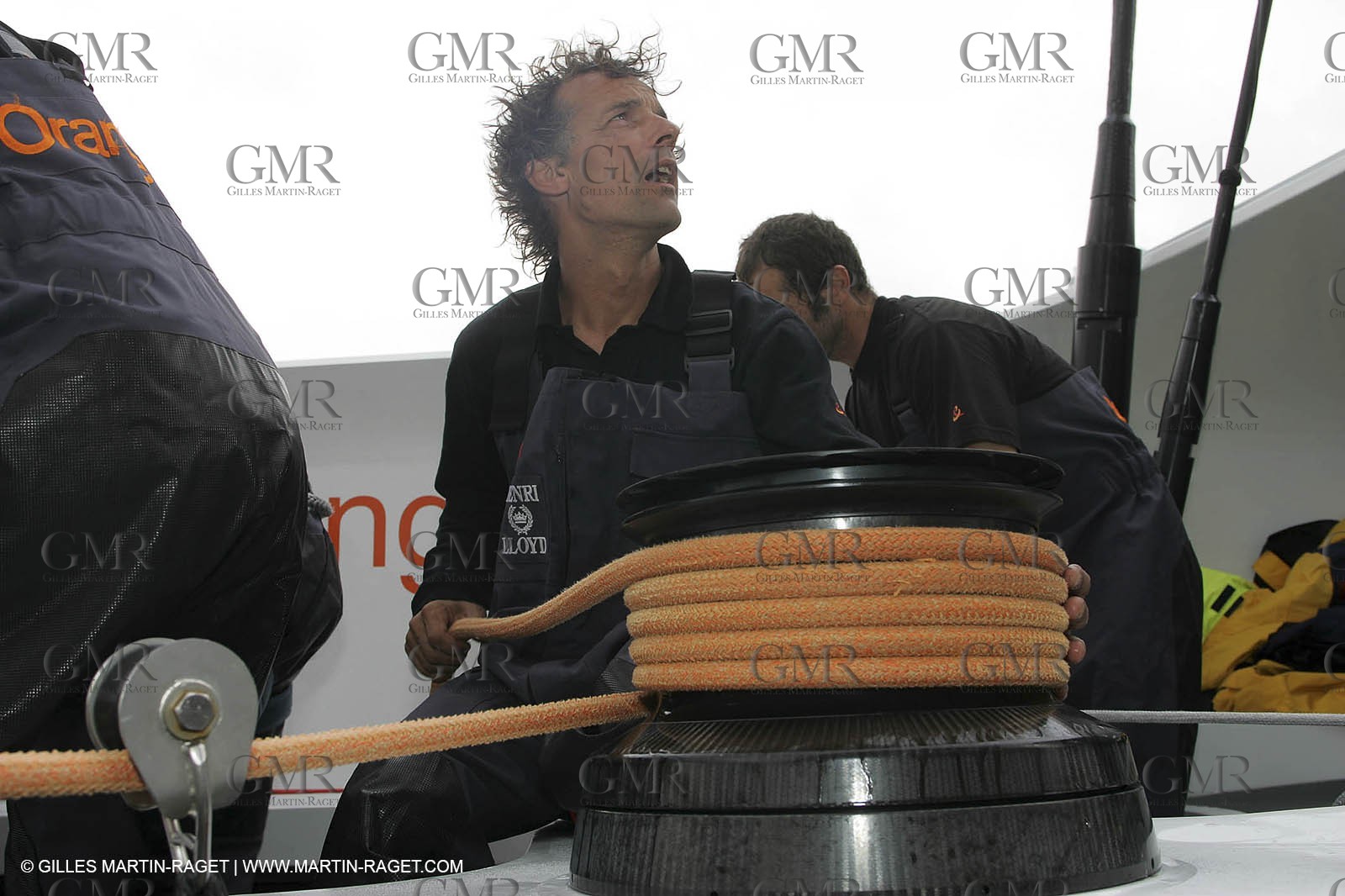 2004 Transatlantic record attempt - Orange II sailing off New York before the start