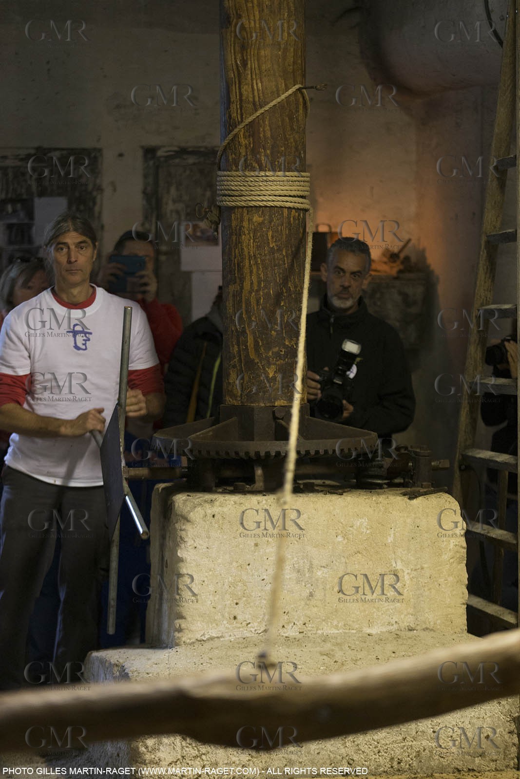 14 11 2015, Saint-Etienne du Grès (FRA,13), traditional making of olive oil at La Croix mill