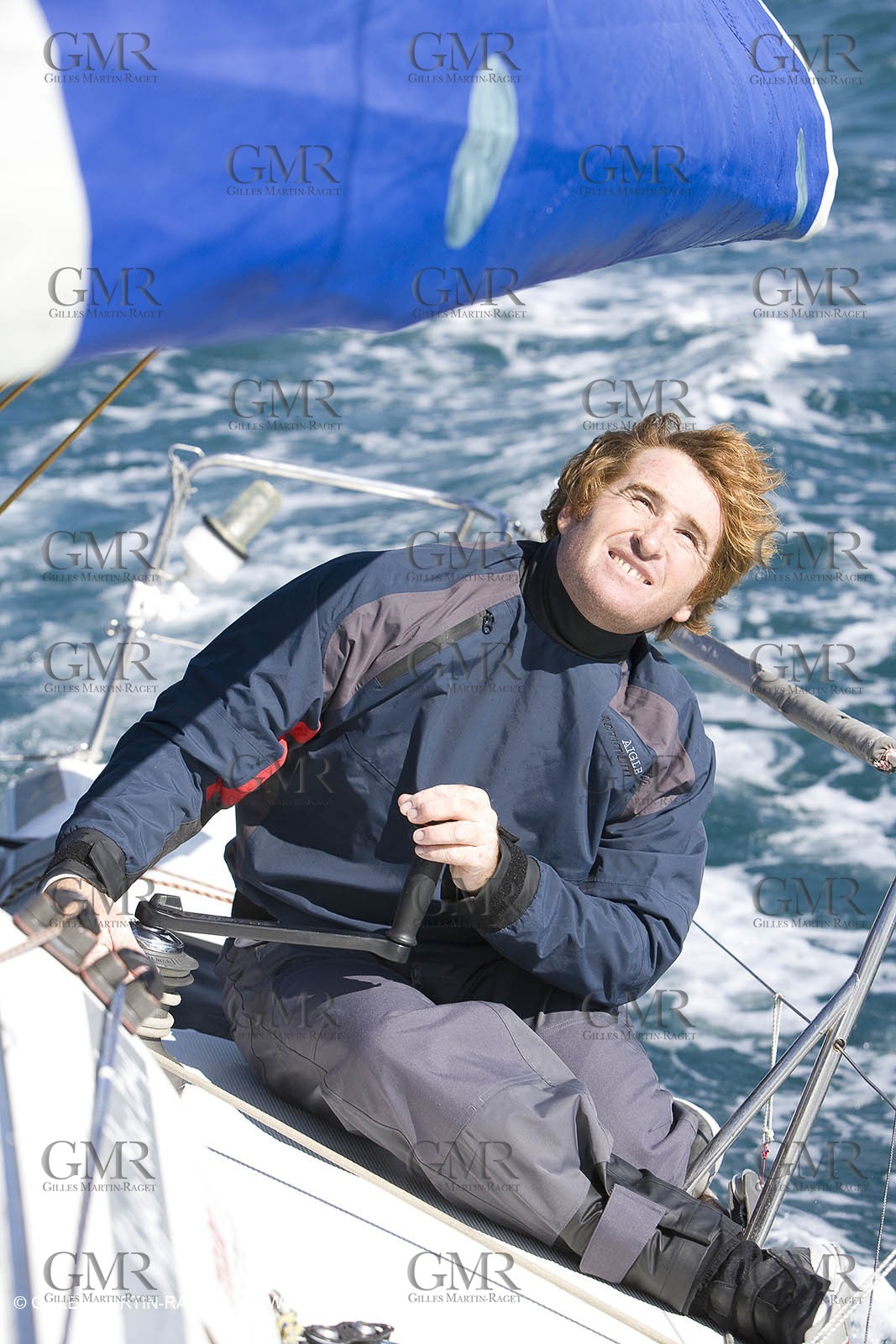 28 09 2007 - Marseille (FRA, 13) - Gamme vêtements de mer Aigle portée en.action par les navigateurs Marc Emig et Luce Molinier