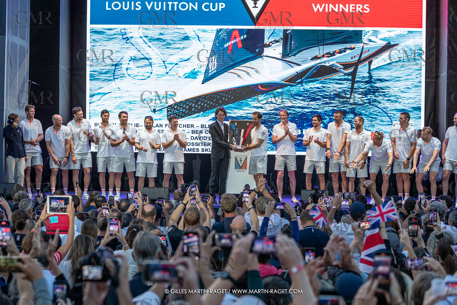 04 10 2024, Barcelona (ESP), 37th America's Cup, Louis Vuitton Cup Final, Race Day 7 , Prizegiving