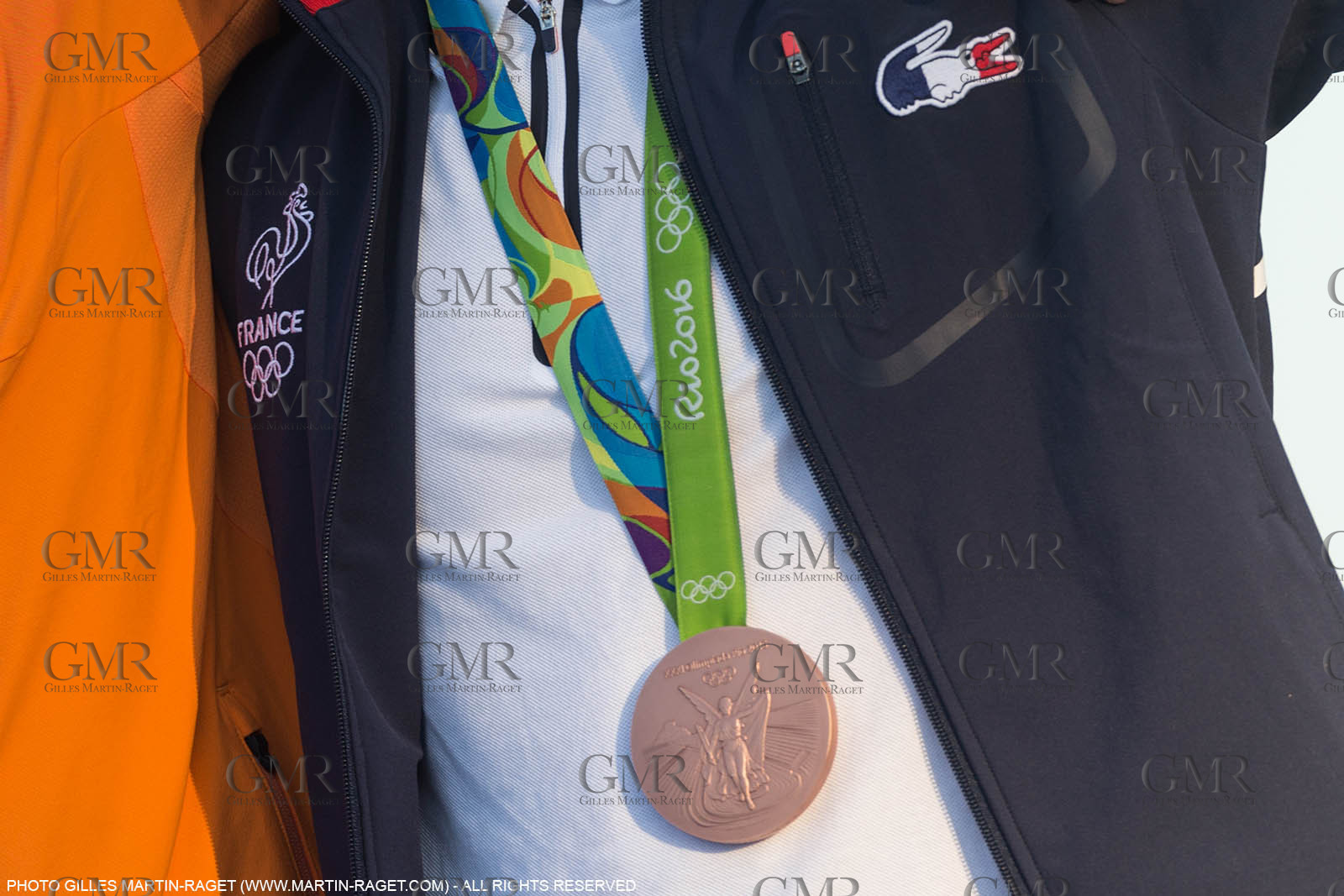 14 08 2016, Rio de Janeiro (BRA), 2016 Olympic Games, Sailing, RSX Men medal ceremony, Pierre Le Coq (FRA) bronze medal