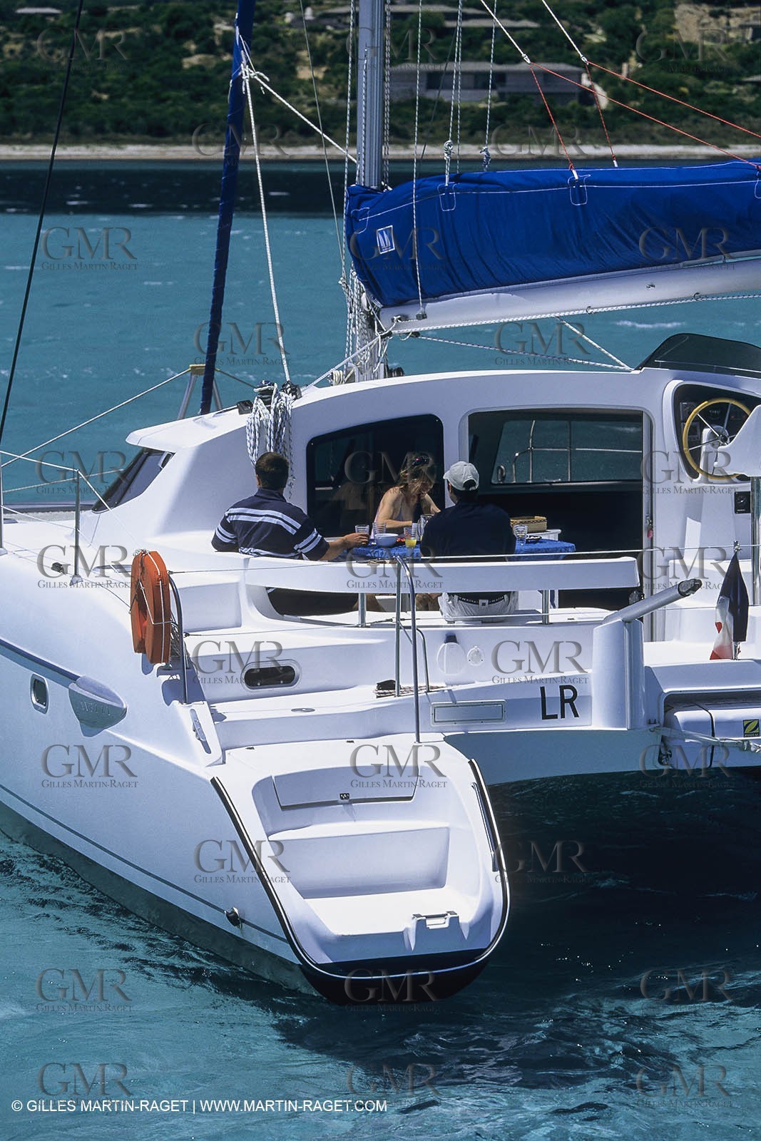 Sailing, cruising, multihull at the mooring