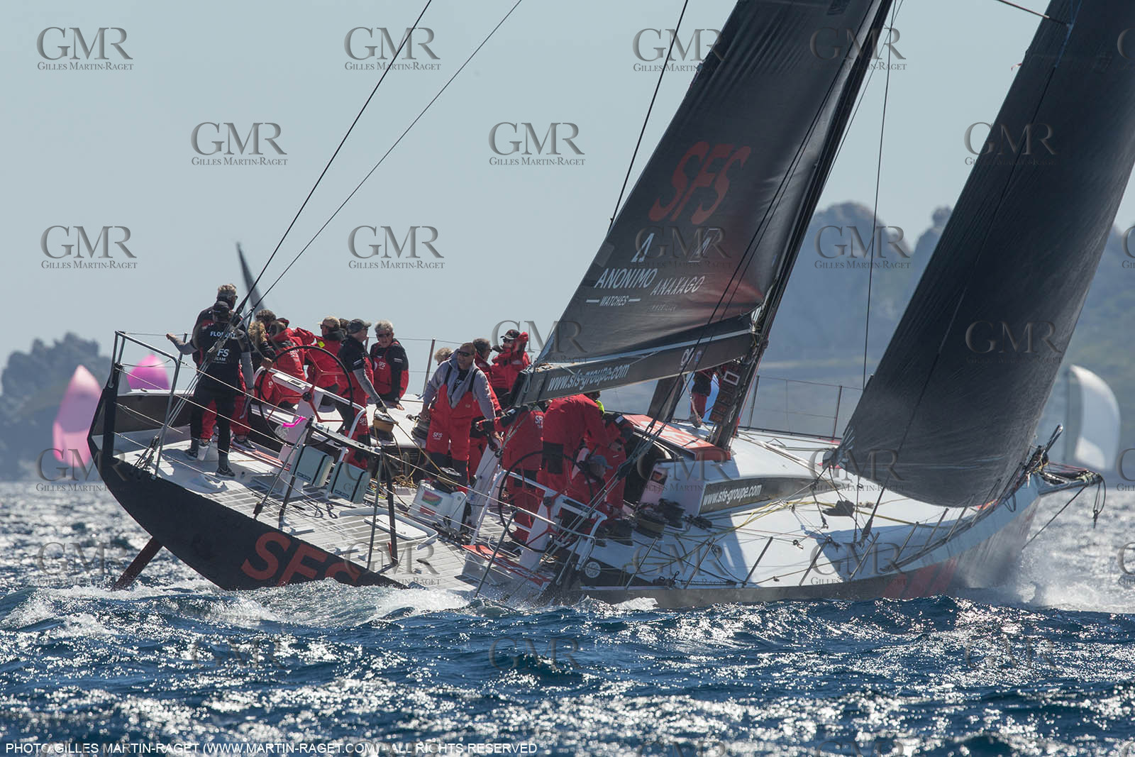 05 05 2016, Porquerolles (FRA,83), Semaine de Porquerolles, célébration des 30 and de lla victoire de l'Esprit d'Equipe dans la Whitbread, l'équipage se retrouve à bord du maxi SFS skippé par Lionel Péan