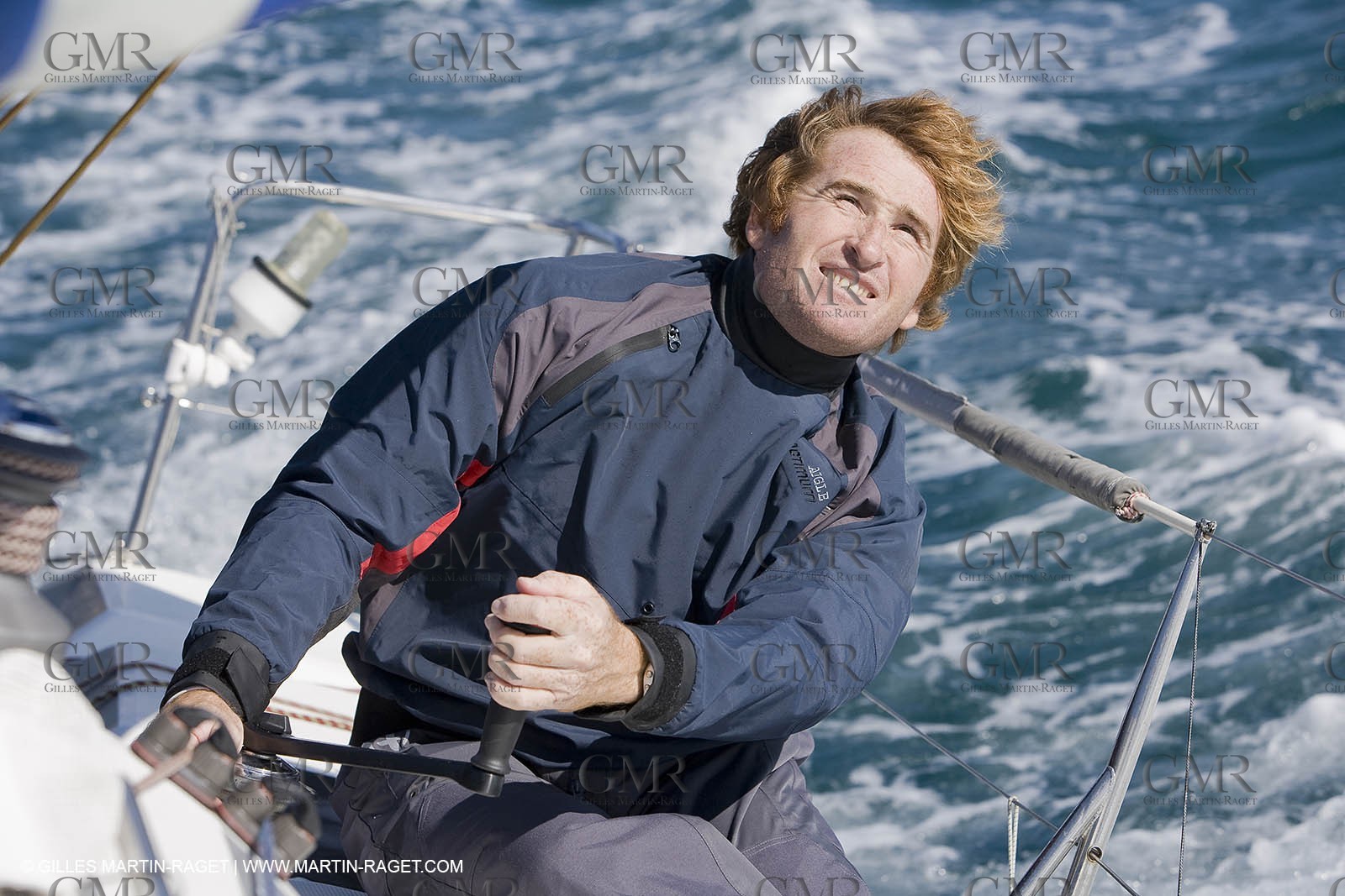 28 09 2007 - Marseille (FRA, 13) - Aigle Marine weather clothing showed in action by salors Marc Emig et Luce Molinier