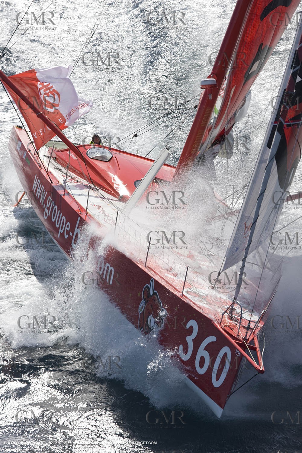 14 07 2008 - Port Camargue (FRA,30) Monocoques IMOCA - Vendée Globe 2008 - Kito de Pavant (Groupe Bel) training in strong breeze.
