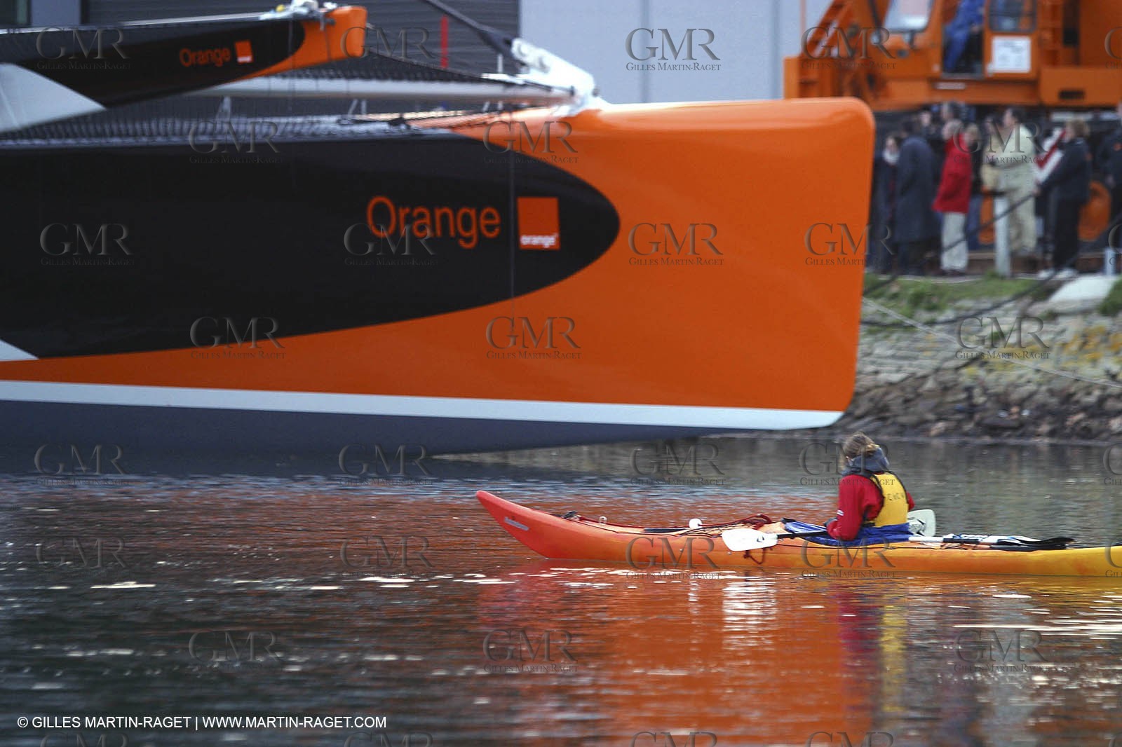 Vannes - Multiplast Boatyard - Orange II 1st go in the water