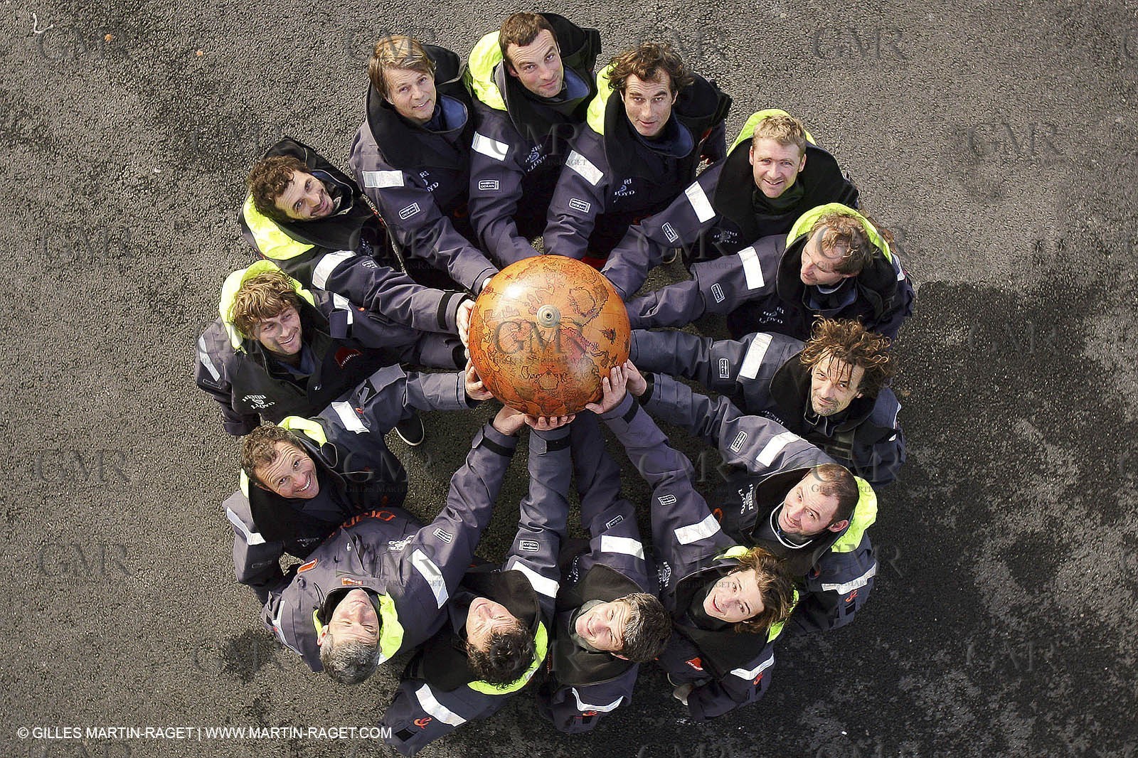 Orange II  - 2005 Jules Verne Trophy - Training in Bay of Biscay - Whole crew