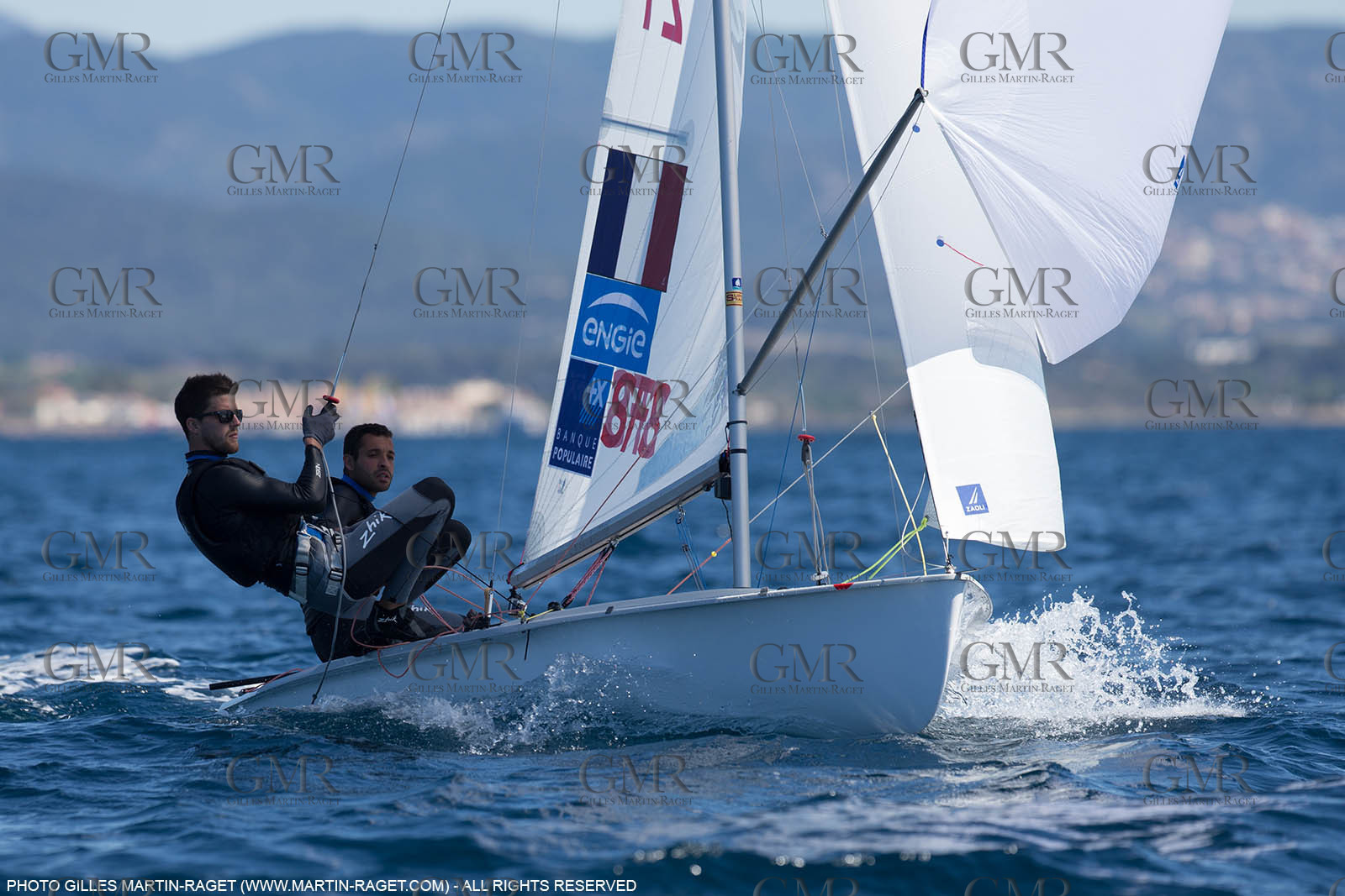 25 04 2016, Hyères (FRA,83), Jeux Olympiques Rio 2016, voile, 470, Sofian Bouvet   Jeremie Mion, SFS Voile