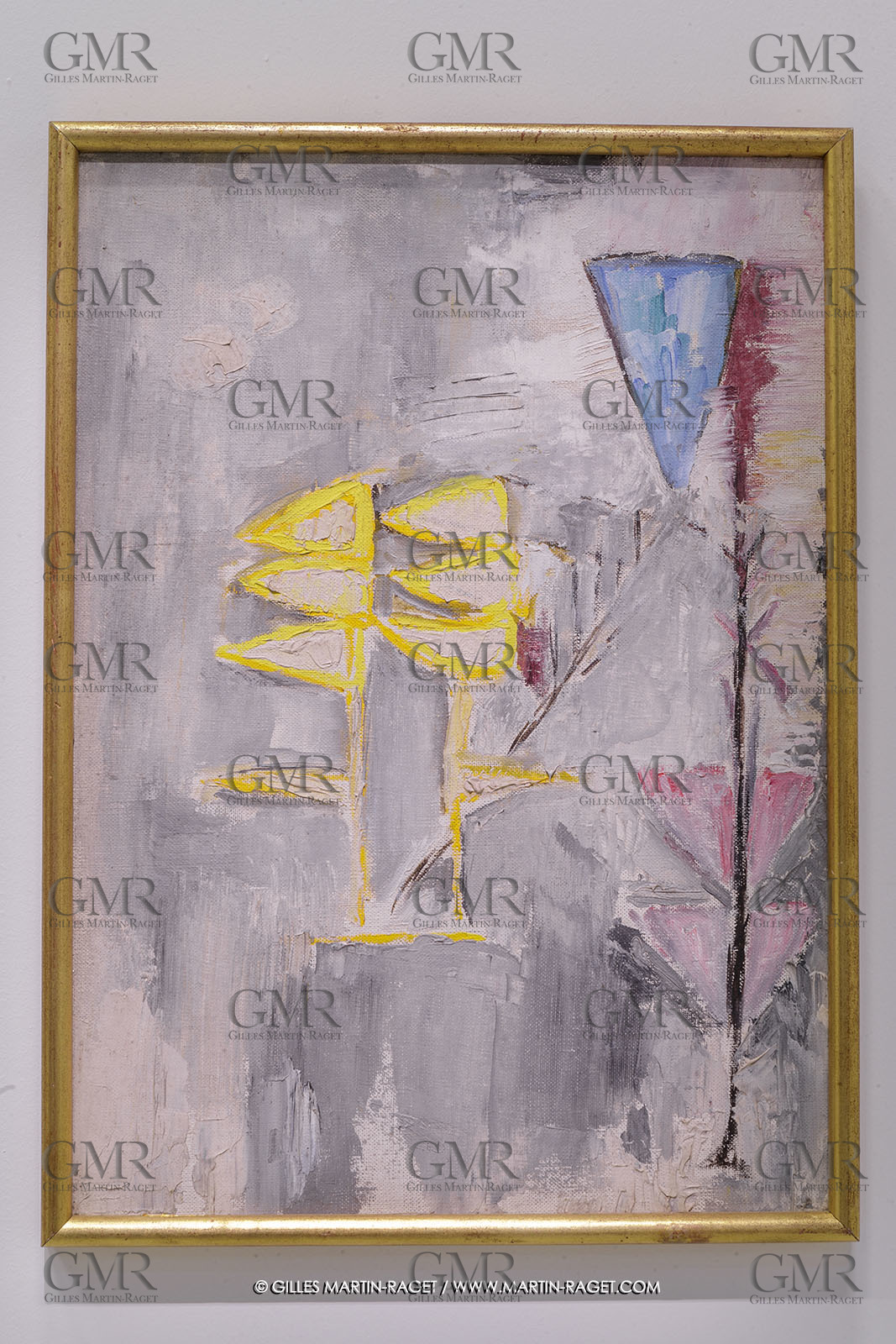 02 05 2023, Paris (FRA), oeuvre de Germaine Richier, Exposition Centre Pompidou 2023,  Composition n° 7 1958, Huile sur toile signée au dos7.58, 45 x 32 cm, Collection famille Germaine Richier (Famille Martin-Raget)