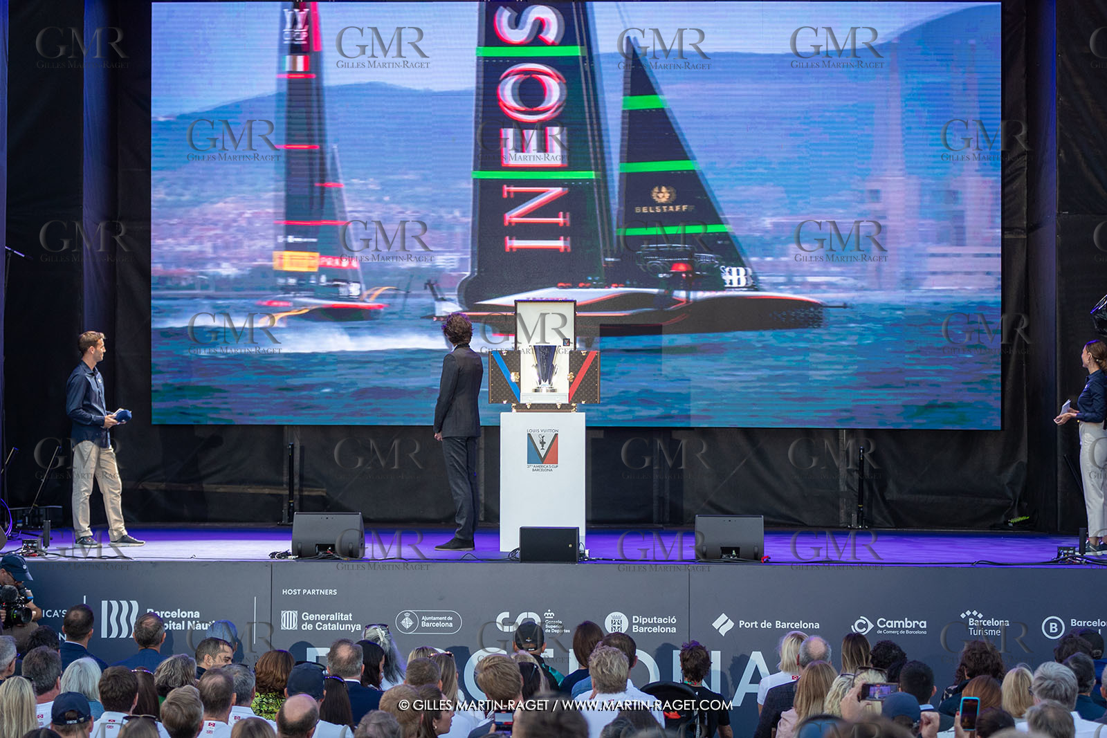 04 10 2024, Barcelona (ESP), 37th America's Cup, Louis Vuitton Cup Final, Race Day 7 , Prizegiving