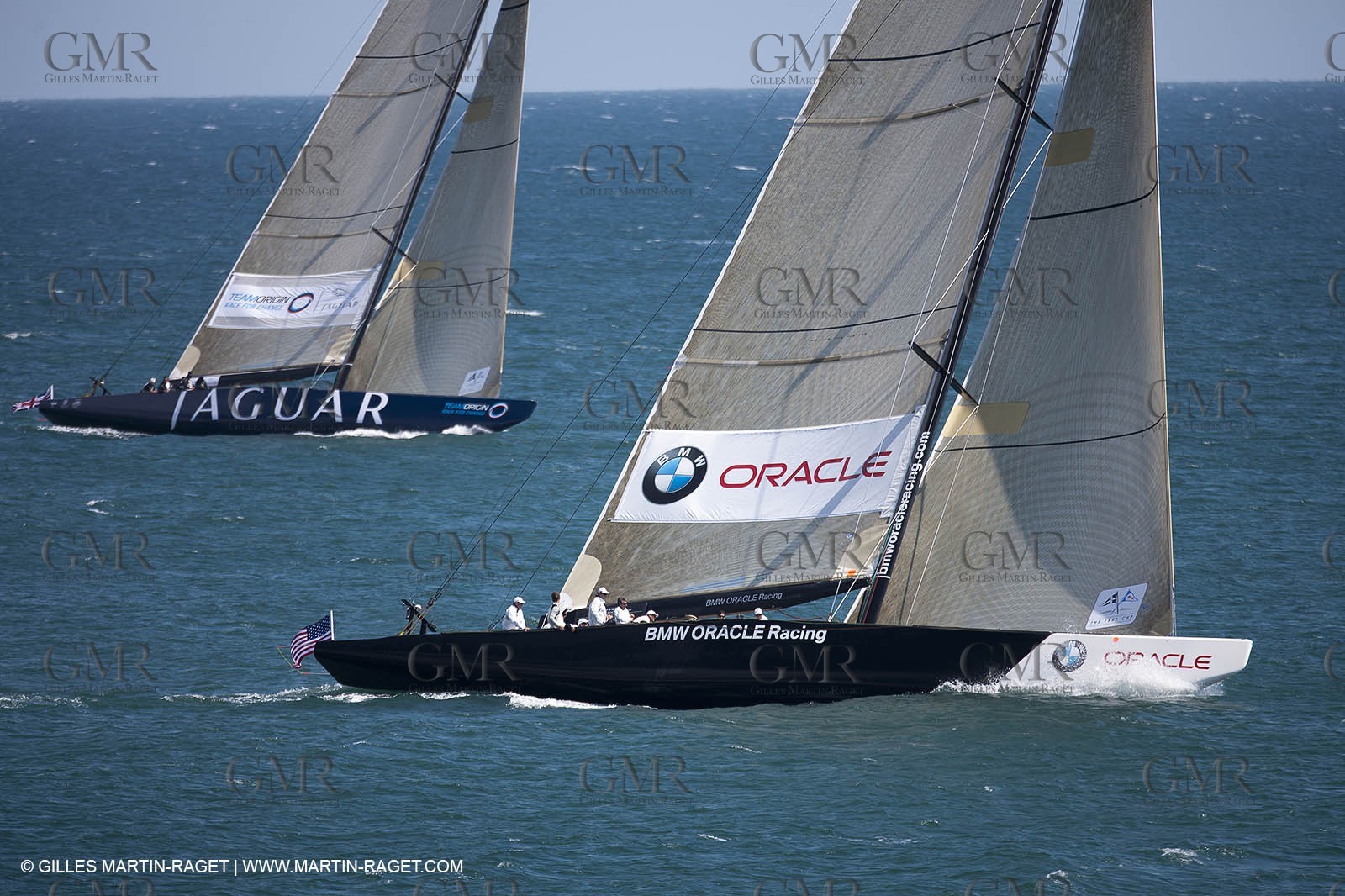 05 08 2010 - Cowes (UK, IOW) - The 1851 Cup -  BMW ORACLE Racing -  - Round The Island Race - Passing Ste Catherine Lighthouse.