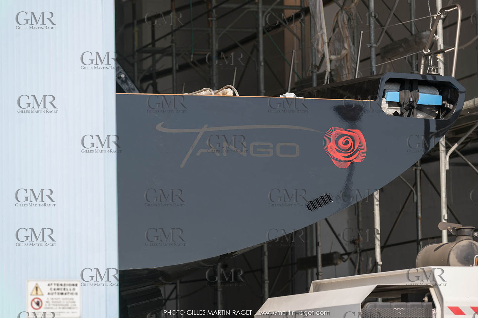 22 07 2017, Savona (ITA), Wally Cento Tango going out of the shed, Photo Gilles Martin-Raget