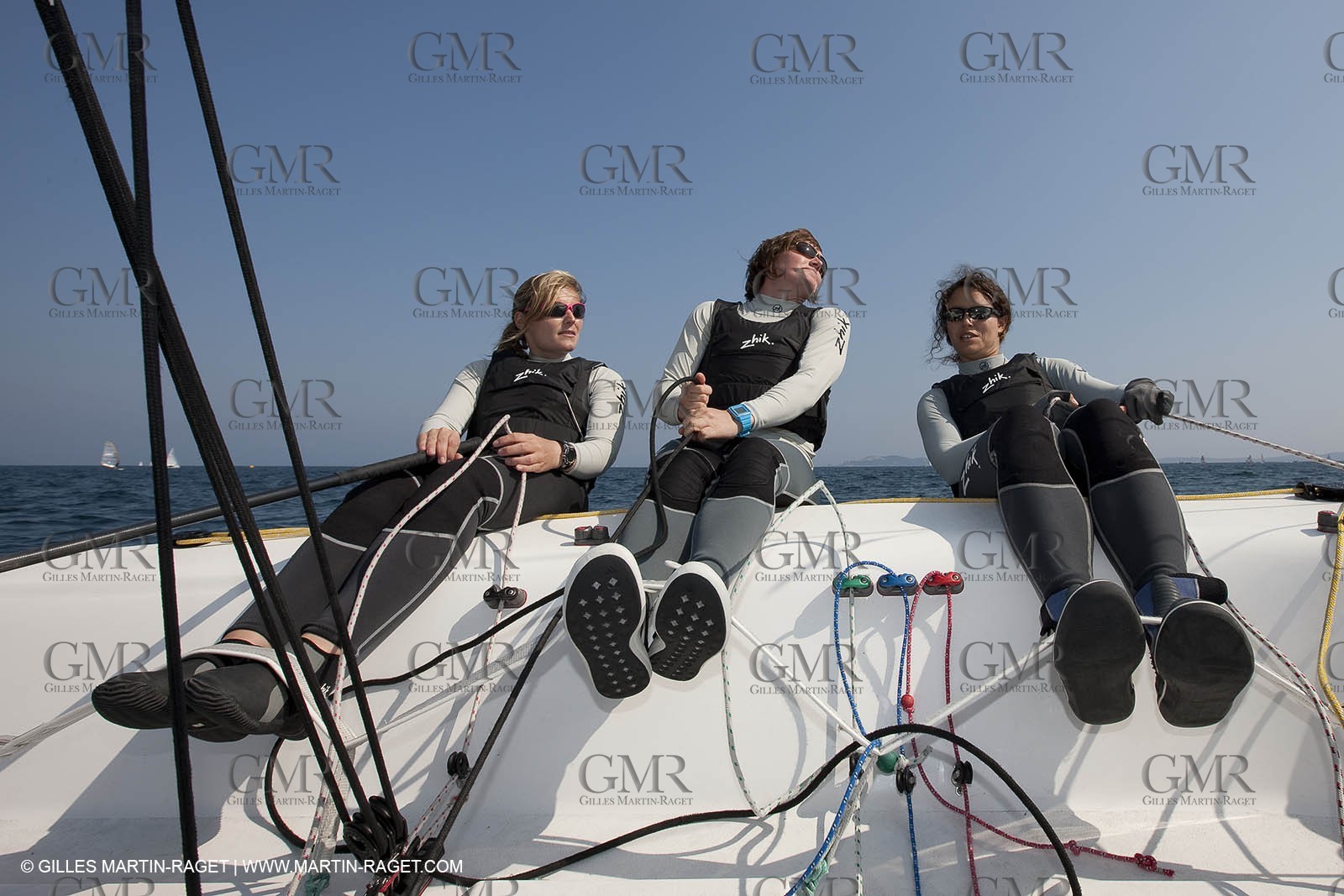 20 04 2010 - Hyères (FRA,83) - SOF 2010 - Zhik Team - women Match Racing - Leroy Pruvot  Bertrand
